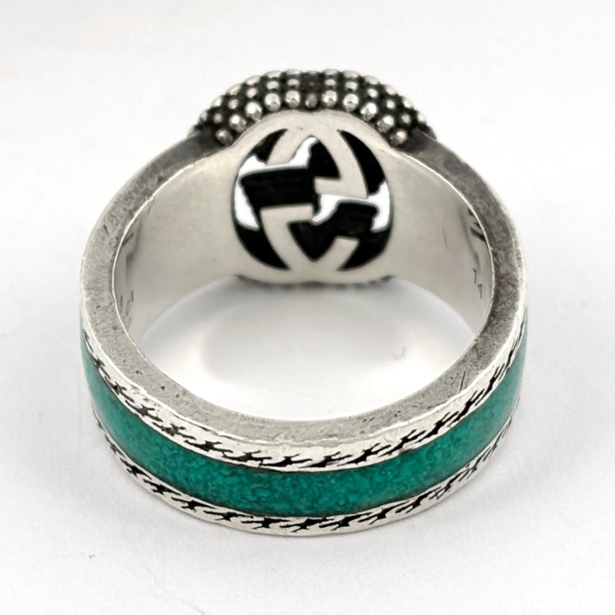 Gucci Silver Green Silver 925 Band Ring (Pre-Owned)