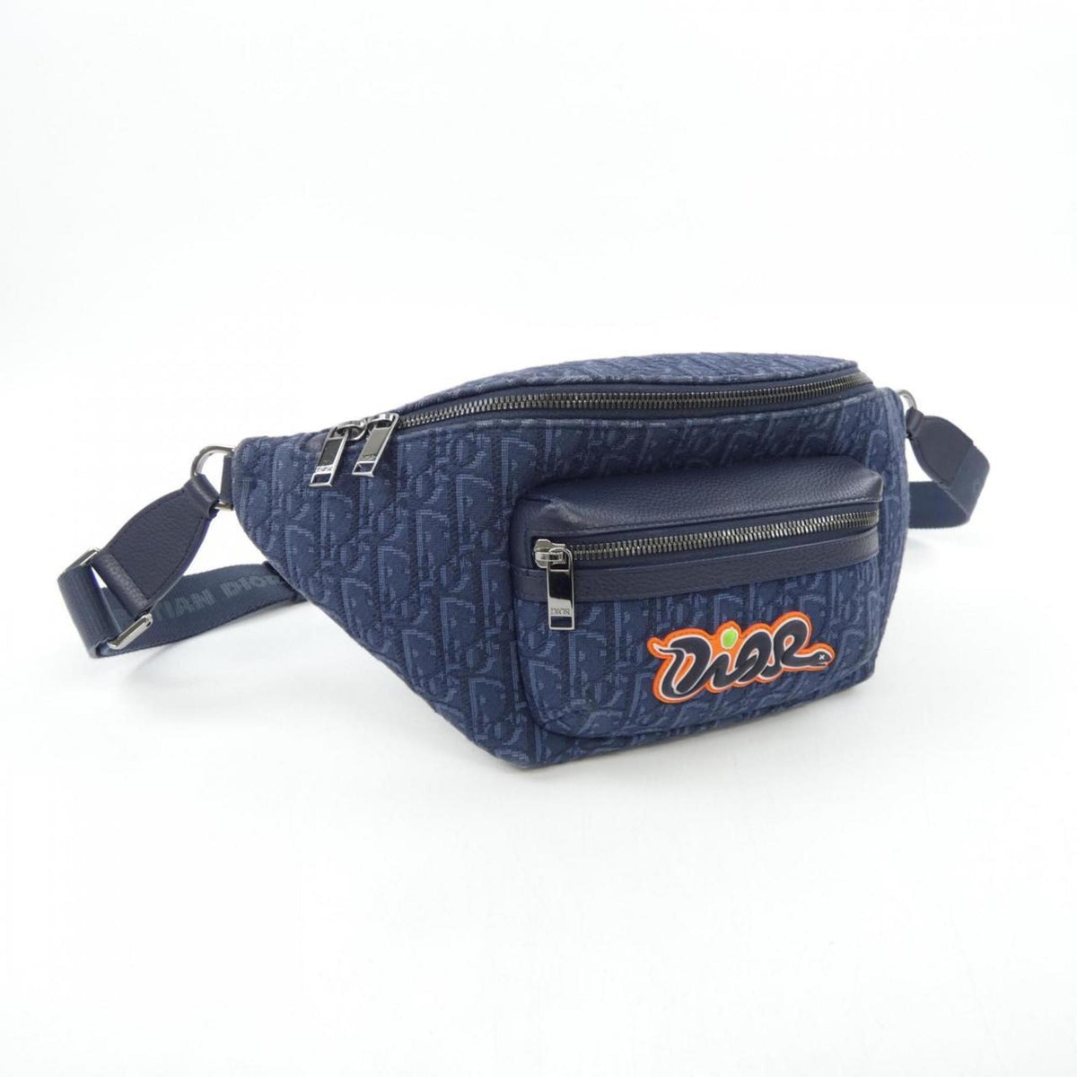 Christian Dior Navy Jacquard Sling Bag (Pre-Owned)