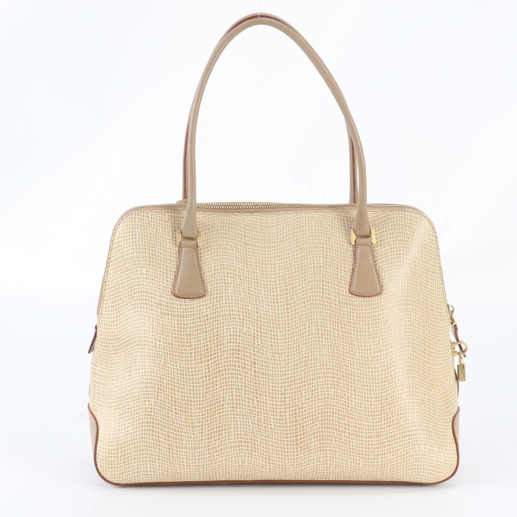 Salvatore Ferragamo Beige Leather Handbag Shoulder Bag Tote Bag (Pre-Owned)