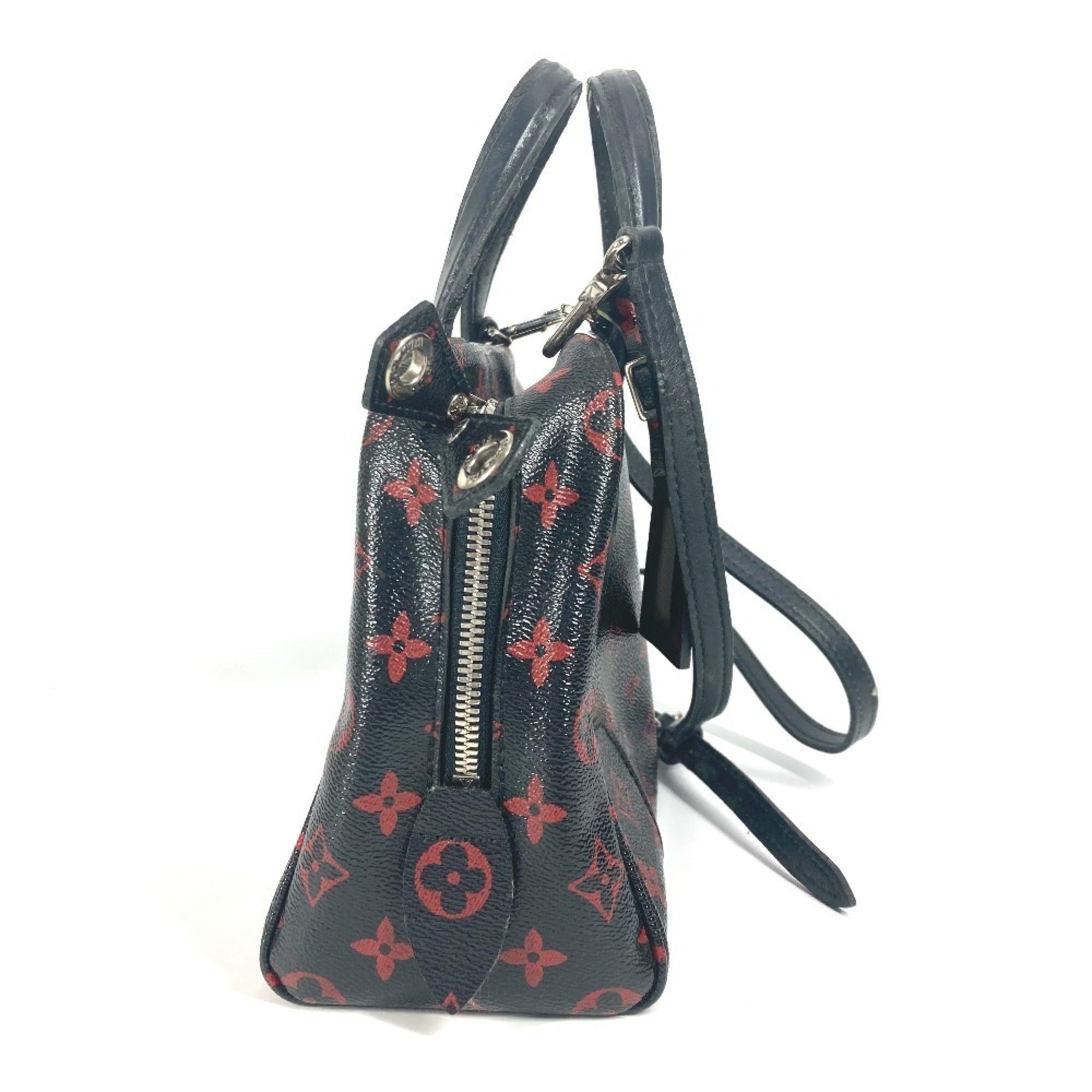 Louis Vuitton Black Red Color Monogram Handbag Shoulder Bag (Pre-Owned)