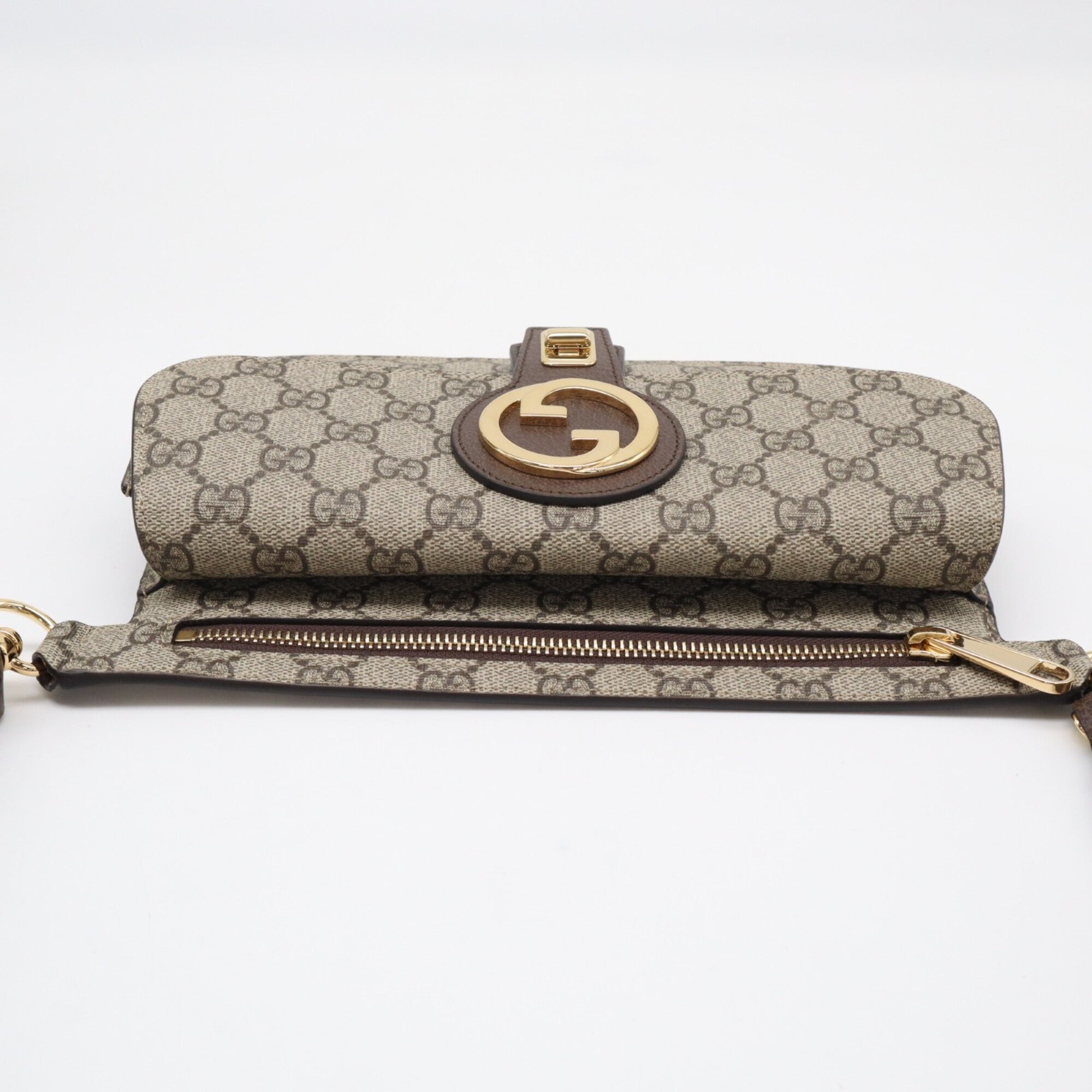 Gucci Beige Brown Gg Supreme Leather Fanny Pack Sling Bag (Pre-Owned)