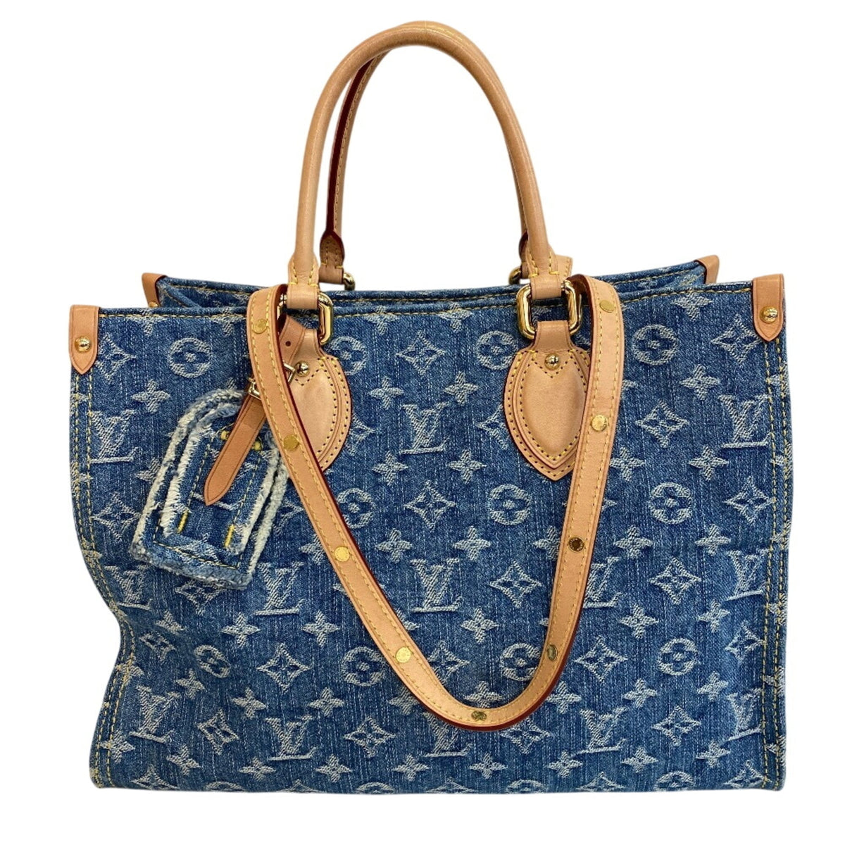 Louis Vuitton Blue Monogram Denim Leather Shoulder Bag Tote Bag (Pre-Owned)