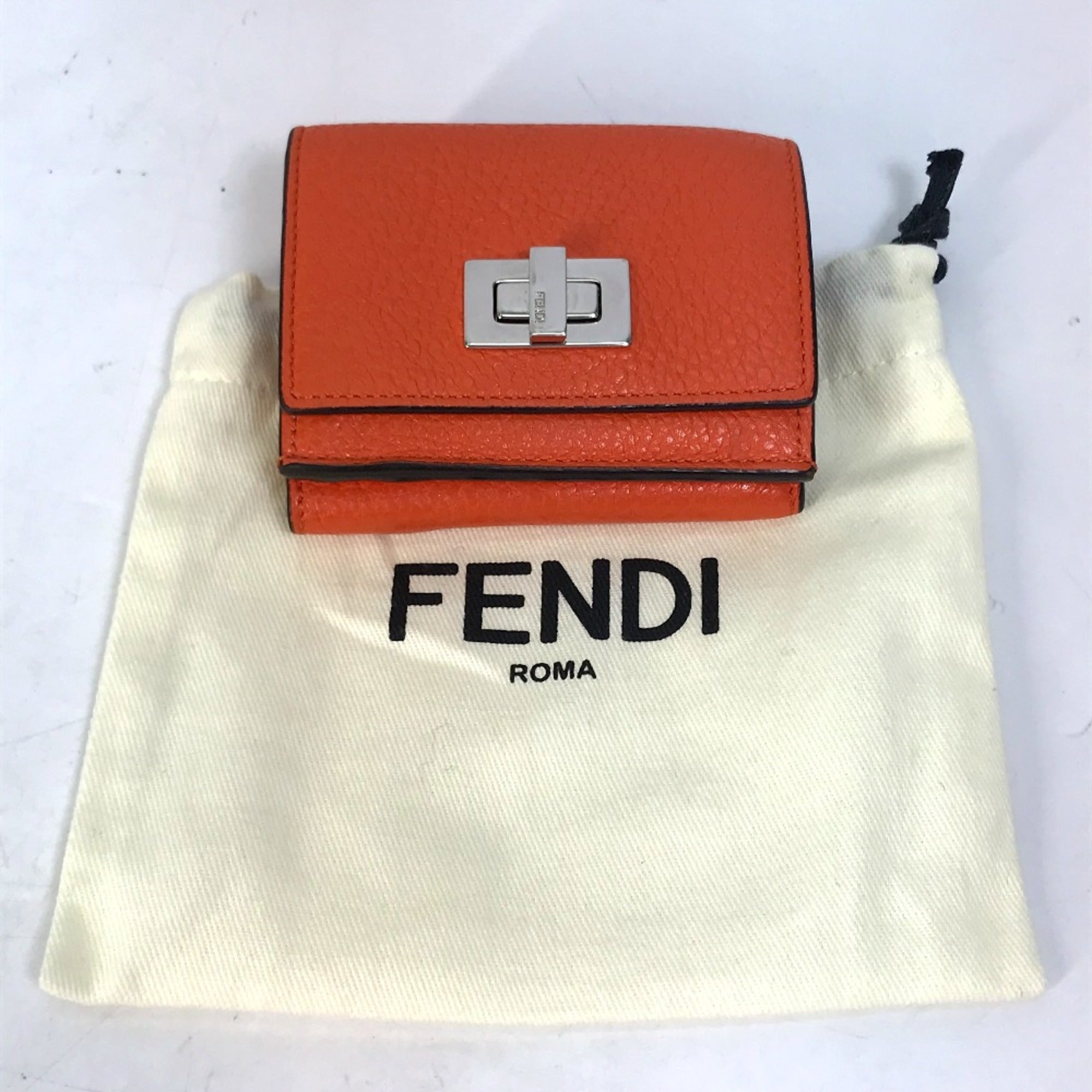 Fendi Orange Leather Wallet (Tri-Fold) (Pre-Owned)