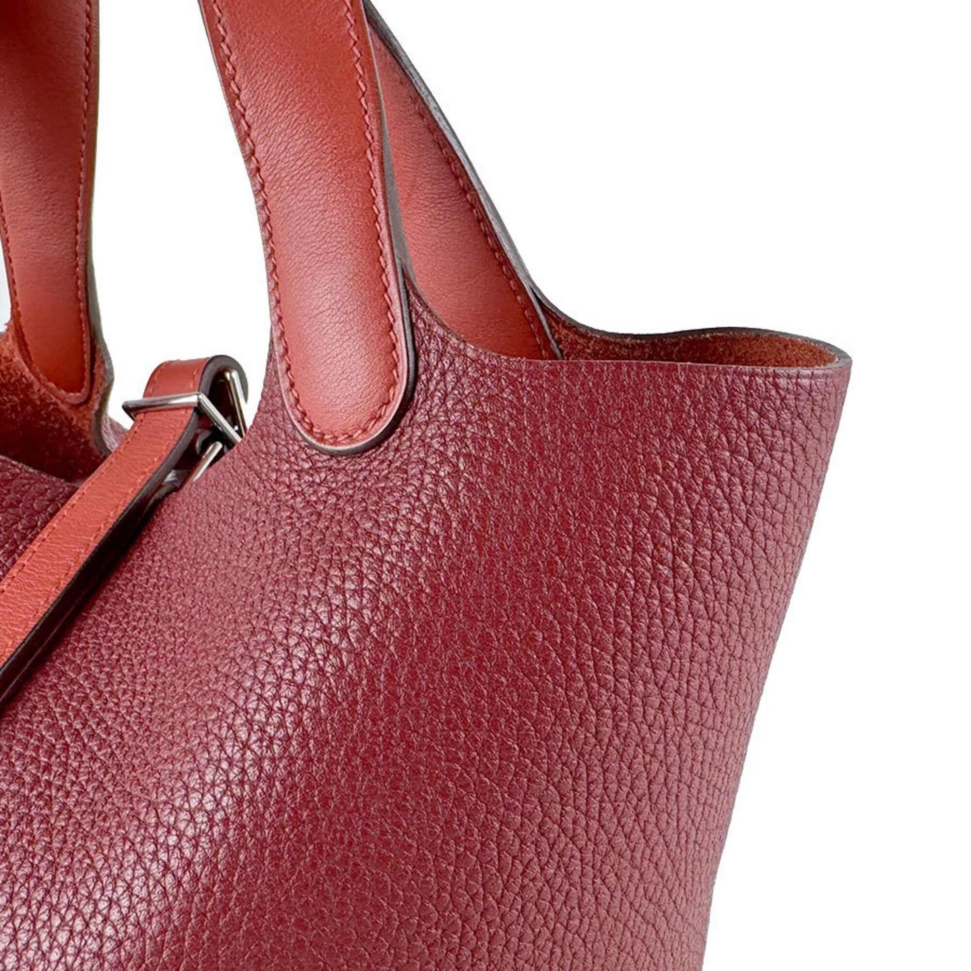 Hermes Brique Rouge H Taurillon Clemence Leather Handbag (Pre-Owned)