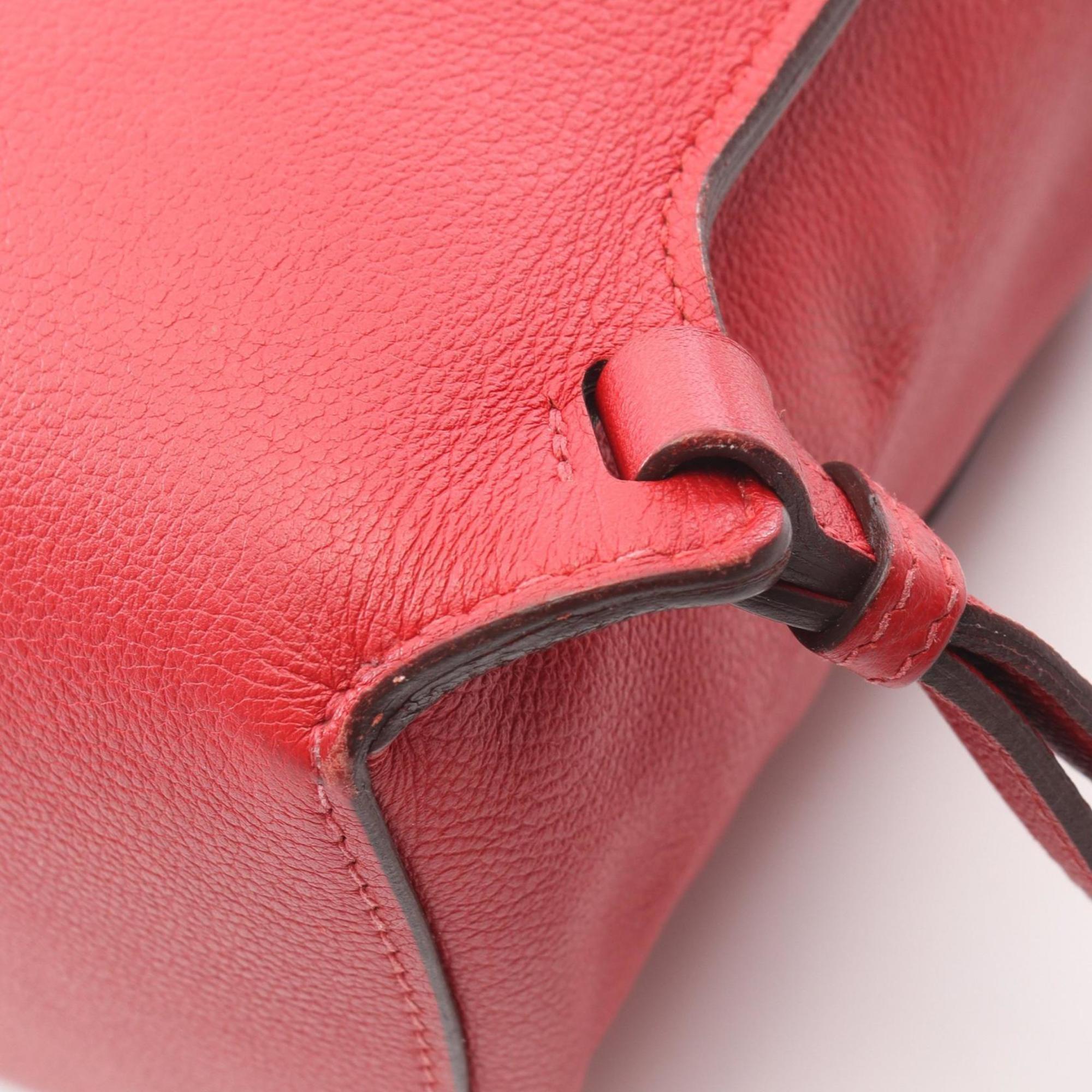 Hermes Red Color Rouge Casaque Evergrain Leather Leather Backpack Handbag (Pre-Owned)