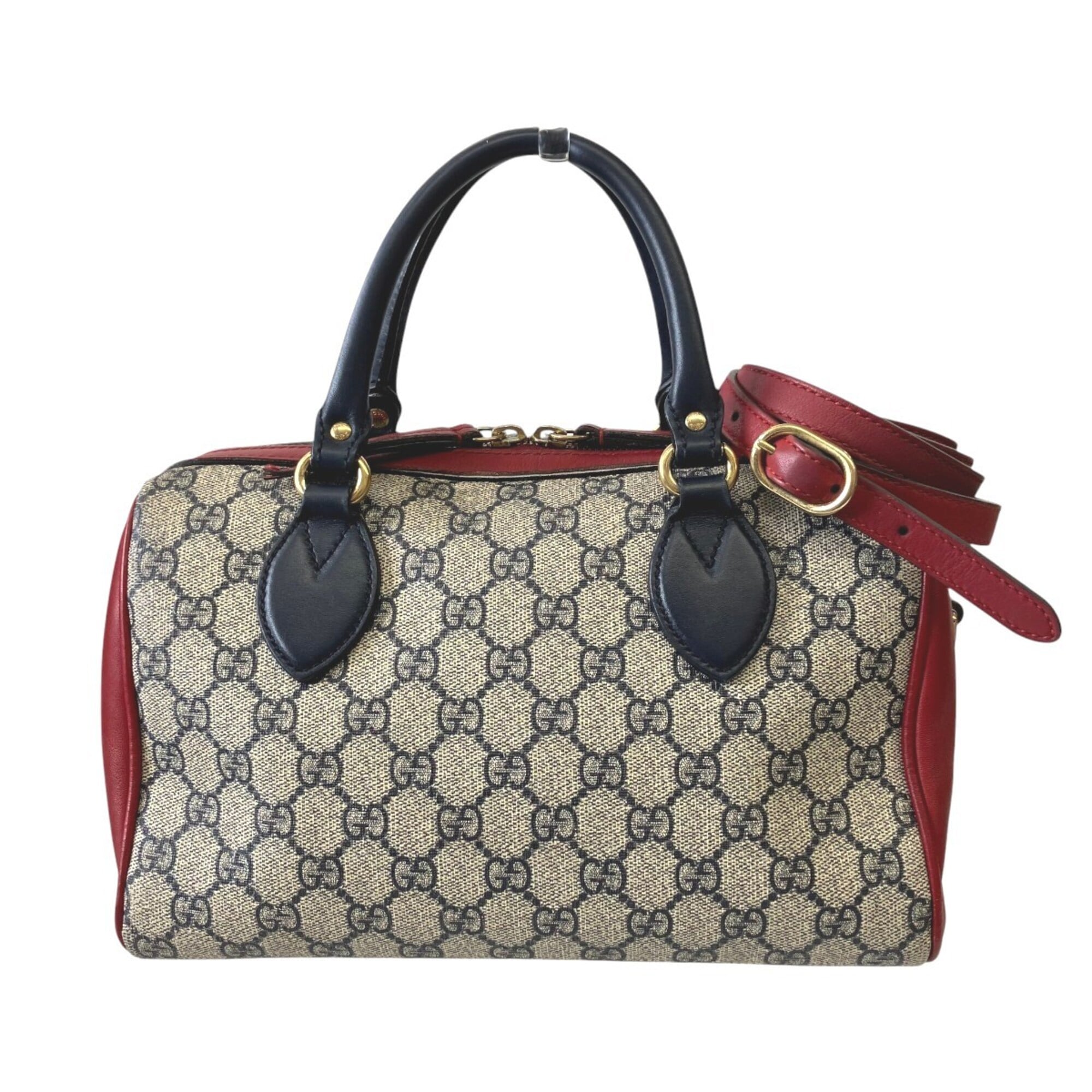 Gucci Gray Red Color Leather Pvc Shoulder Bag (Pre-Owned)