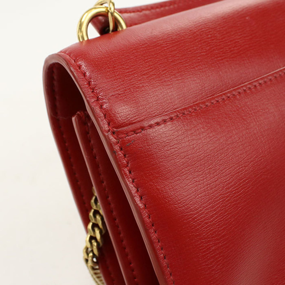 Saint Laurent Red Color Leather Shoulder Bag (Pre-Owned)