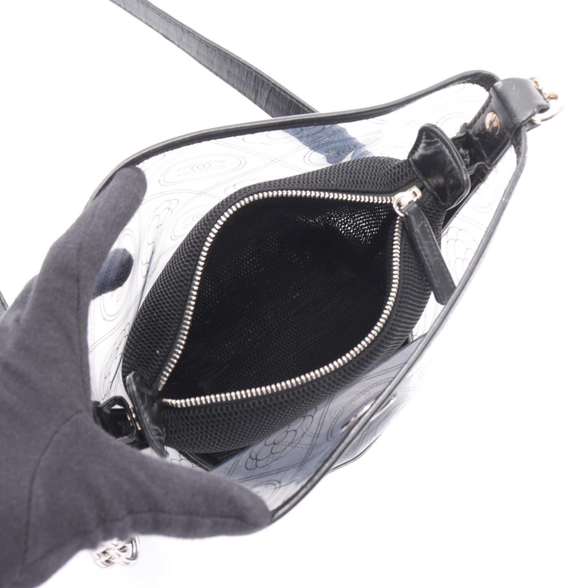 Chanel Black Clear Vinyl Leather Handbag Shoulder Bag (Pre-Owned)