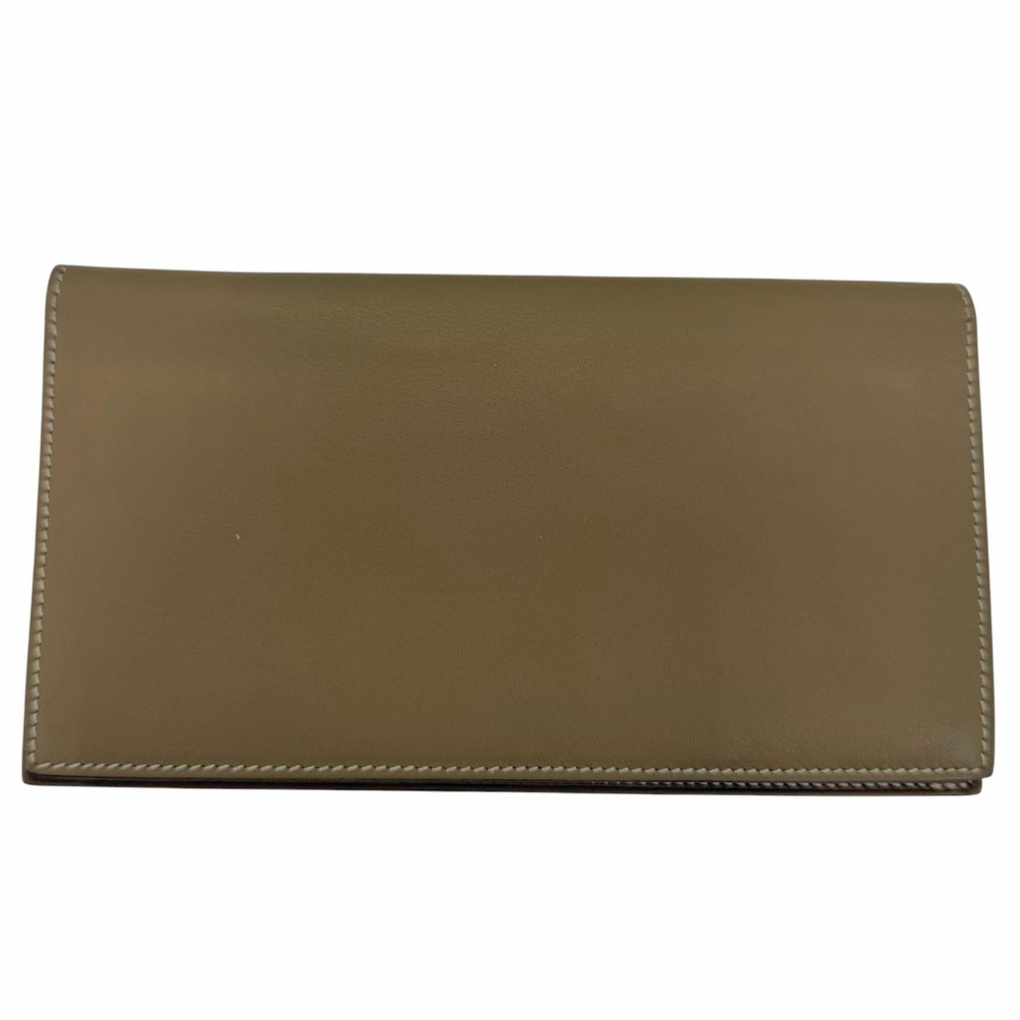Hermes Etoupe Gray Leather Long Wallet (Bi-Fold) (Pre-Owned)