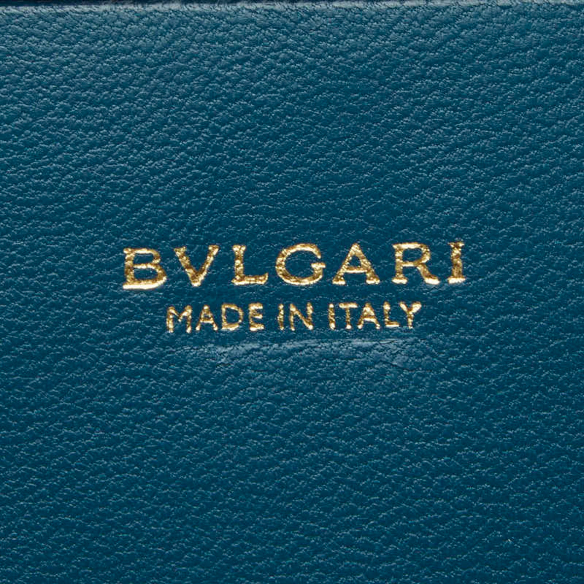 Bvlgari Blue Leather Long Wallet (Bi-Fold) (Pre-Owned)