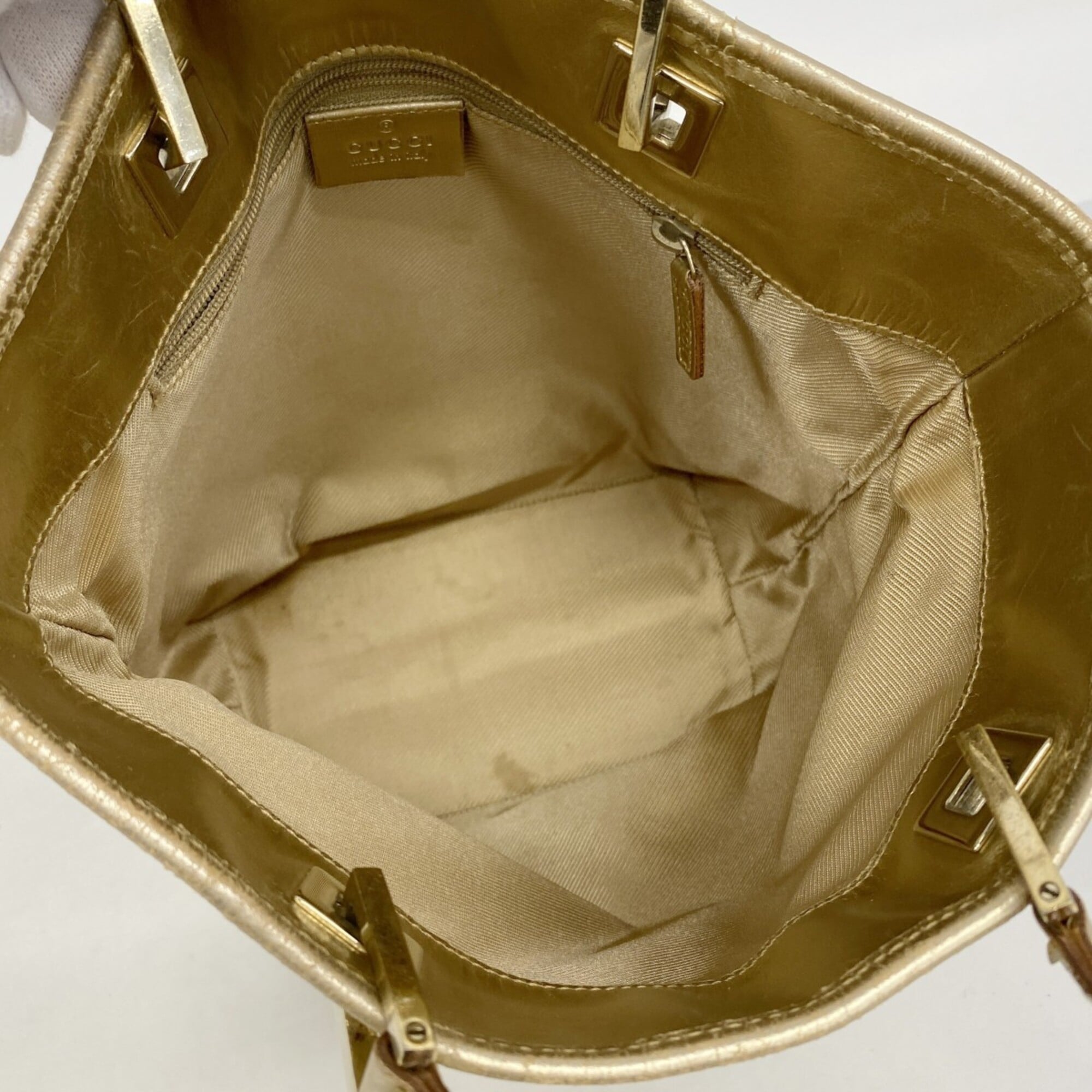 Gucci Gold Canvas Tote Bag (Pre-Owned)