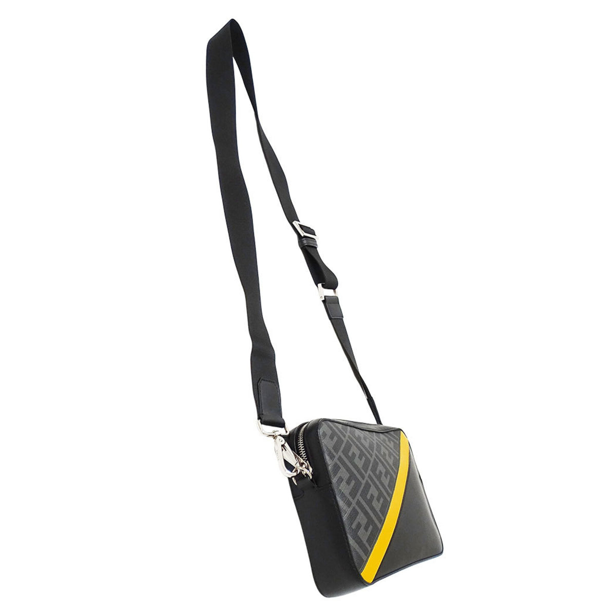 Fendi Black Yellow Leather Pvc Messenger Bag Shoulder Bag (Pre-Owned)