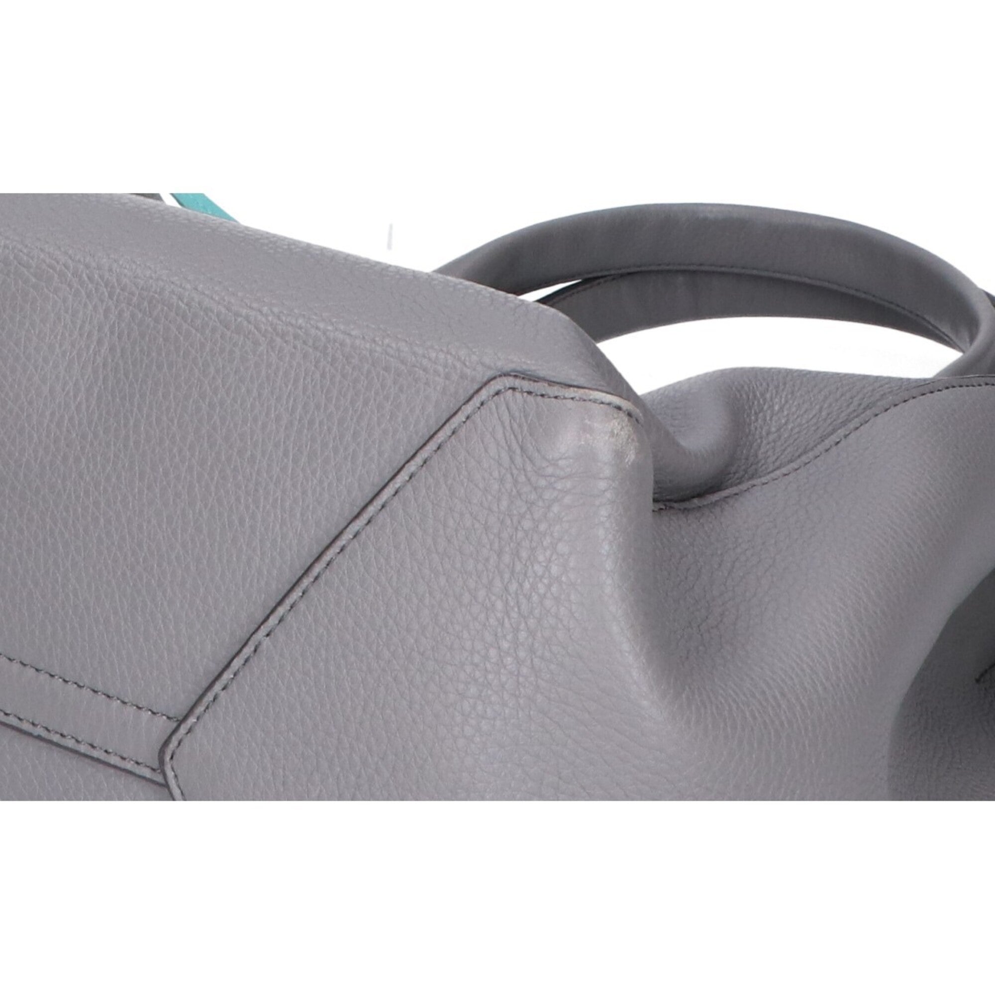 Tiffany Gray Leather Handbag Shoulder Bag Tote Bag (Pre-Owned)