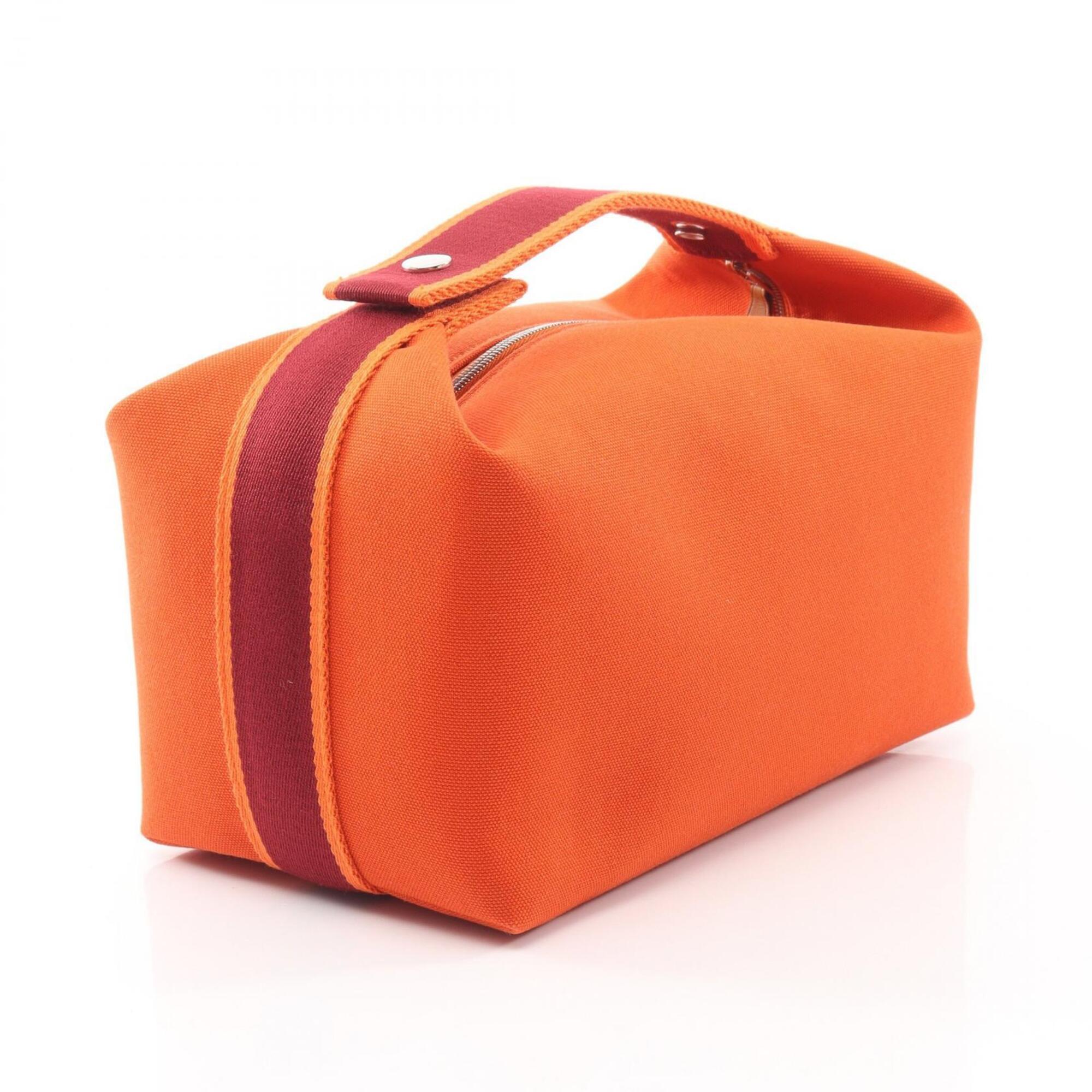 Hermes Bordeaux Feu Orange Canvas Handbag (Pre-Owned)