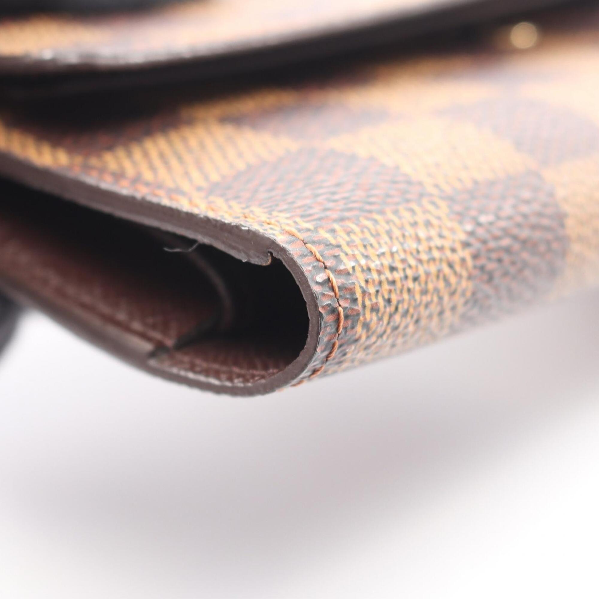 Louis Vuitton Damier Brown Ebene Leather Pvc Long Wallet (Tri-Fold) (Pre-Owned)