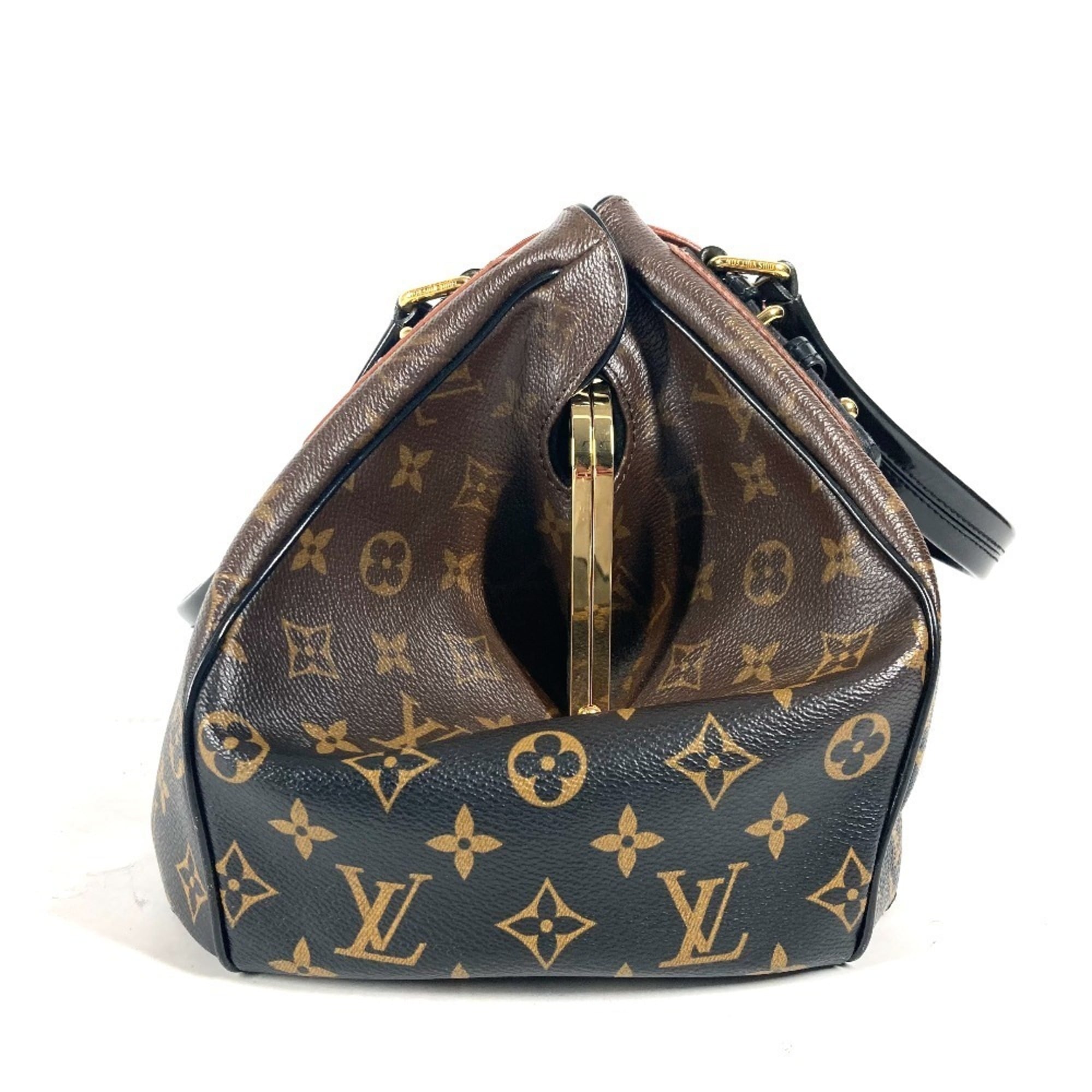 Louis Vuitton Black Brown Canvas Boston Bag Shoulder Bag (Pre-Owned)