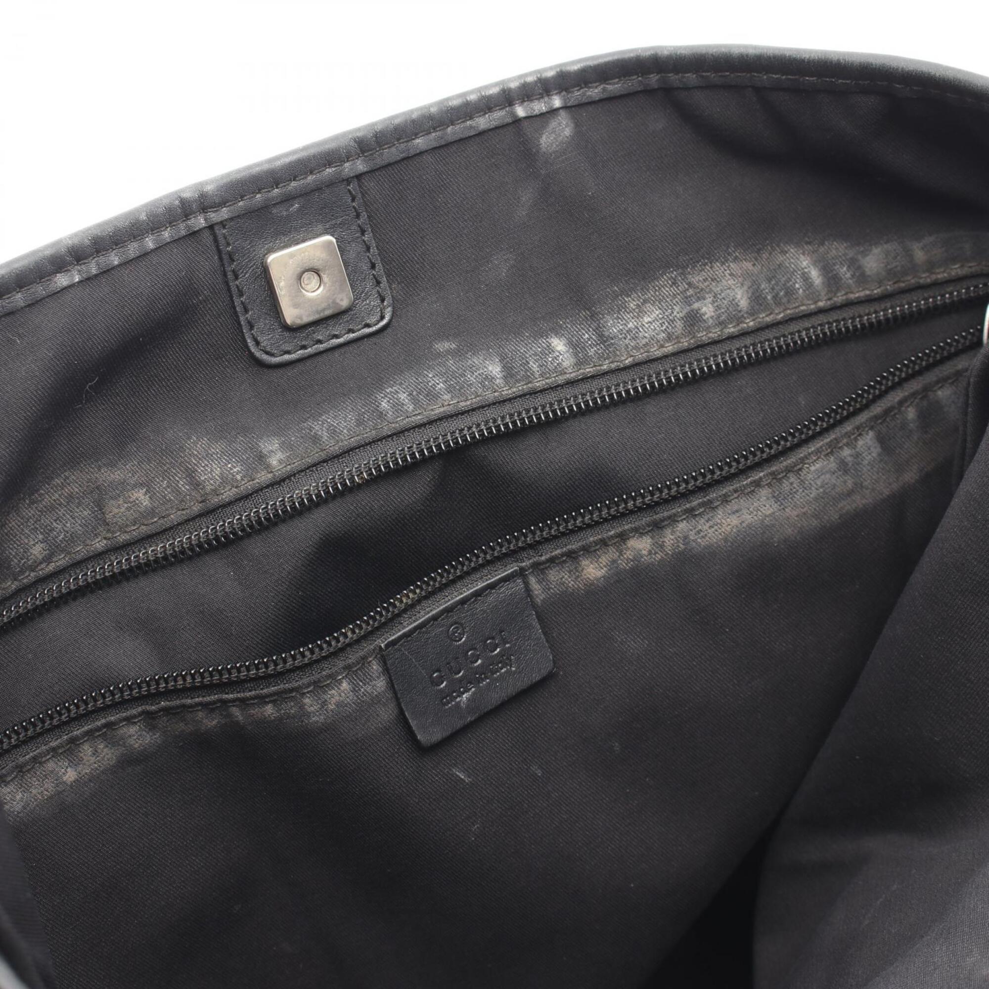Gucci Black Canvas Leather Handbag Tote Bag (Pre-Owned)