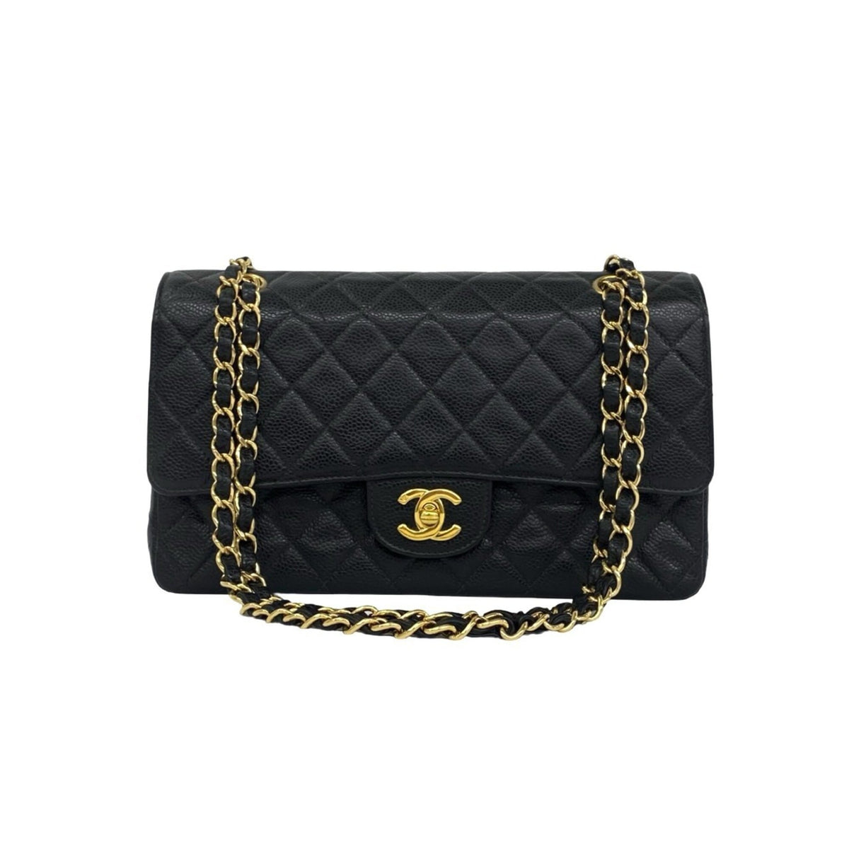 Chanel Black Grained Calfskin Pochette Shoulder Bag (Pre-Owned)
