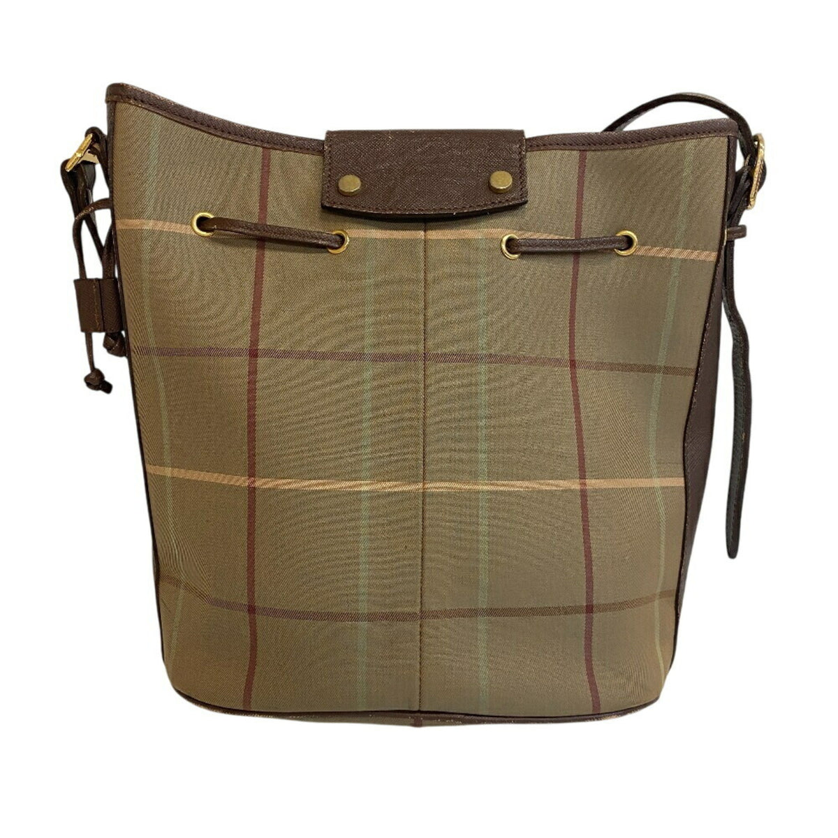 Burberry Burberrys Brown Green Khaki Canvas Shoulder Bag (Pre-Owned)