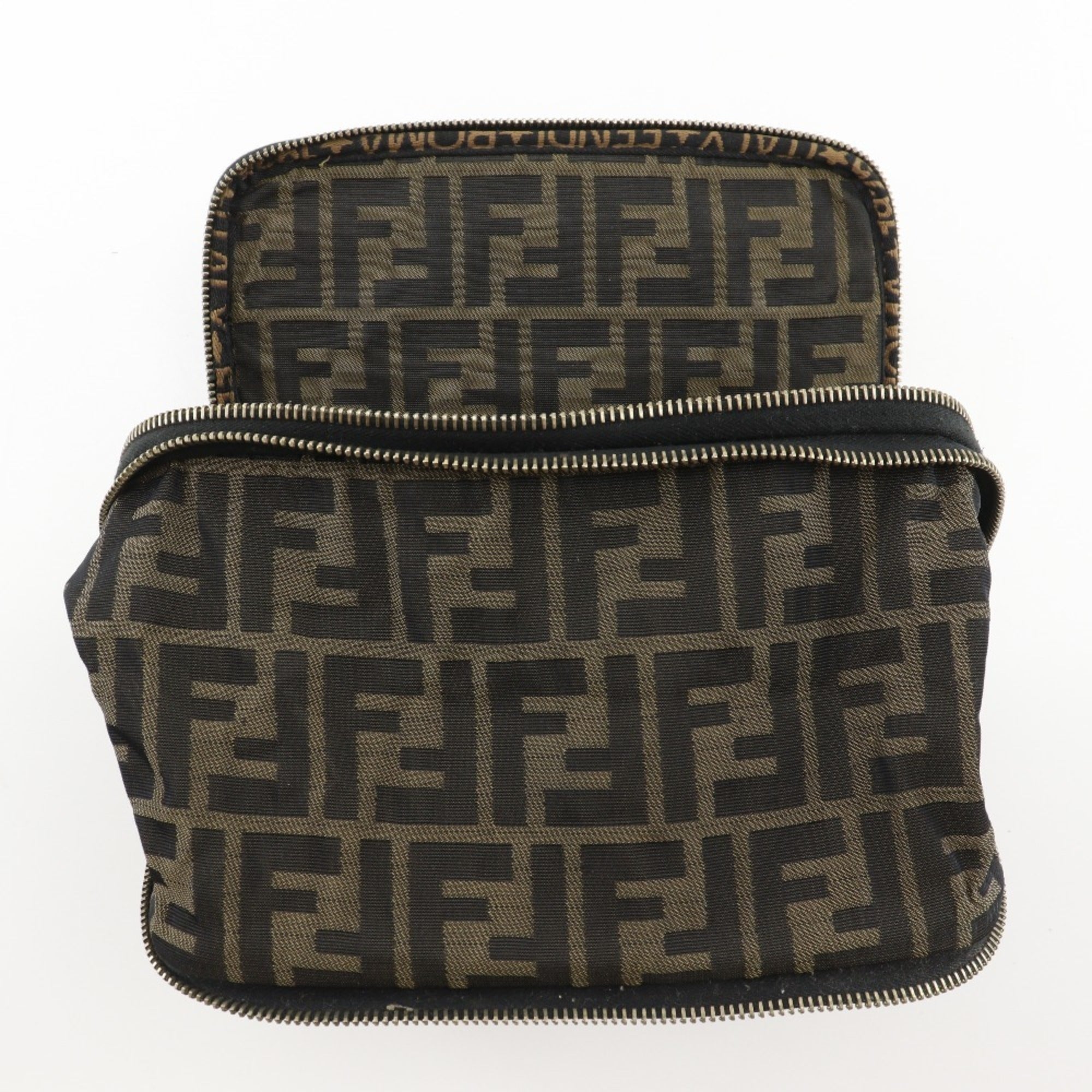Fendi Brown Nylon Canvas Pouch (Pre-Owned)