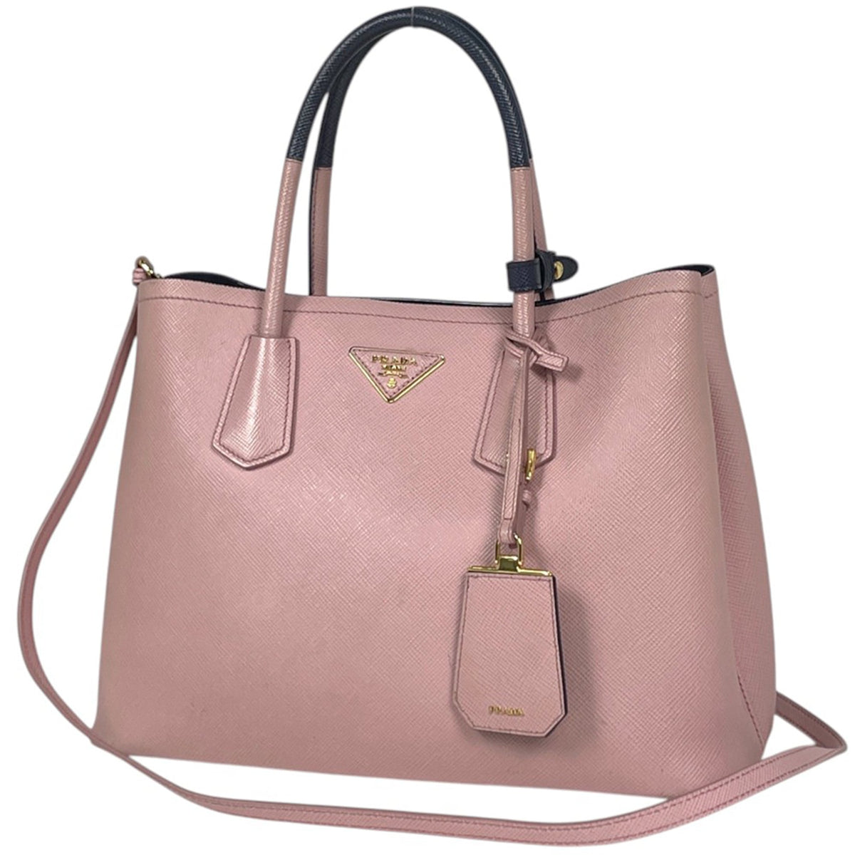 Prada Navy Pink Saffiano Handbag (Pre-Owned)