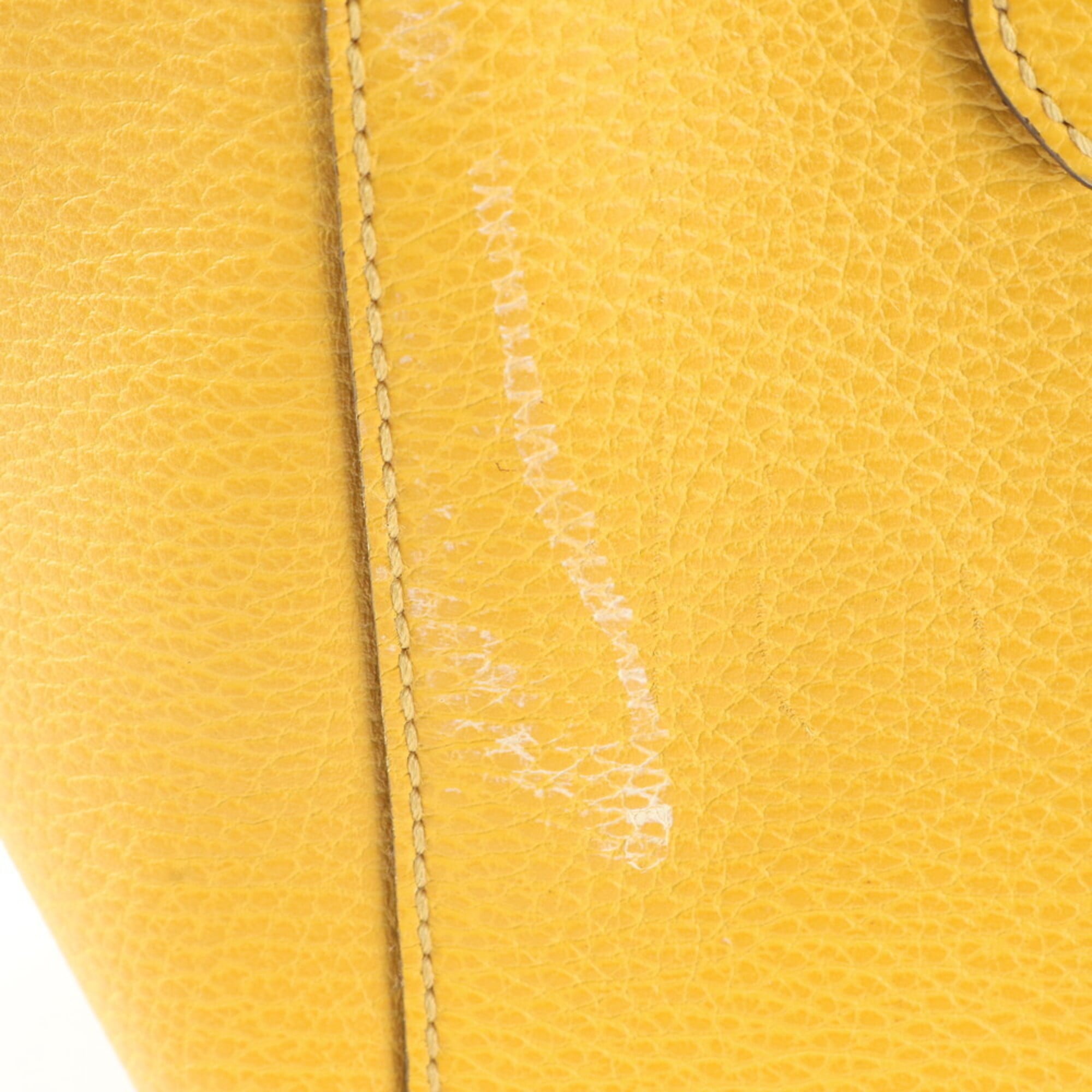 Gucci Yellow Leather Handbag Tote Bag (Pre-Owned)