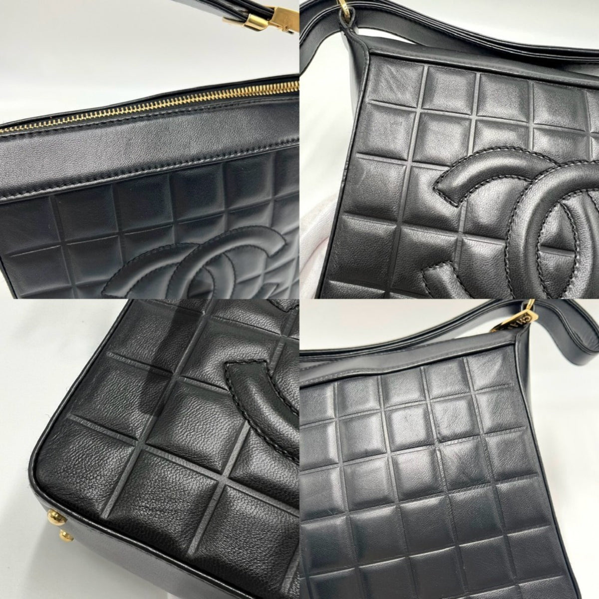 Chanel Black Leather Handbag Shoulder Bag (Pre-Owned)