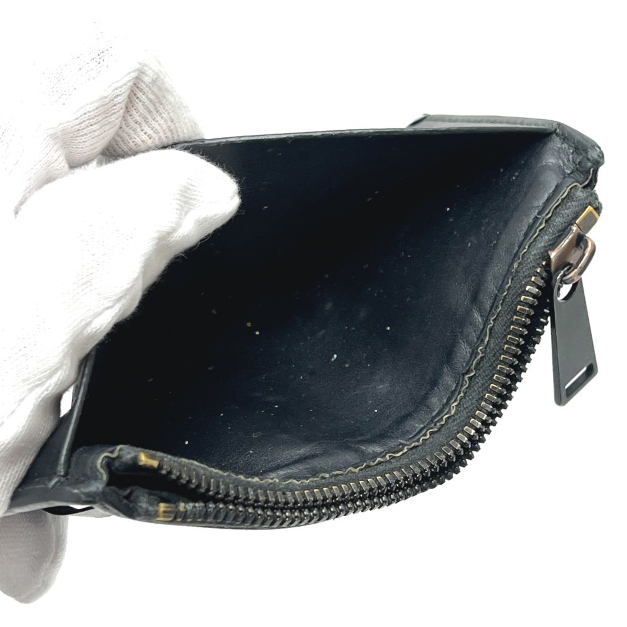 Bottega Veneta Black Intrecciato Leather Coin Purse/Coin Case (Pre-Owned)