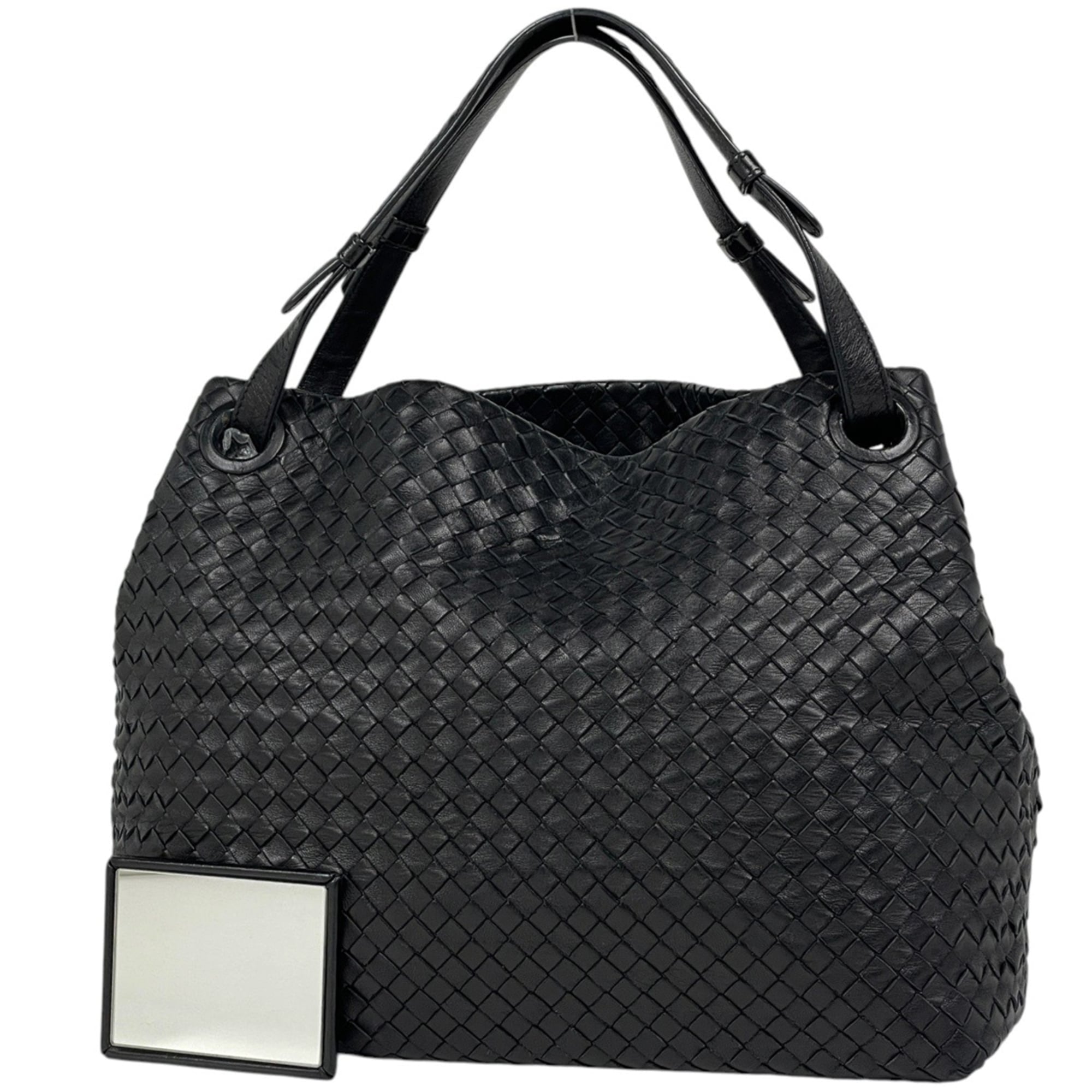 Bottega Veneta Intrecciato Black Leather Tote Bag (Pre-Owned)
