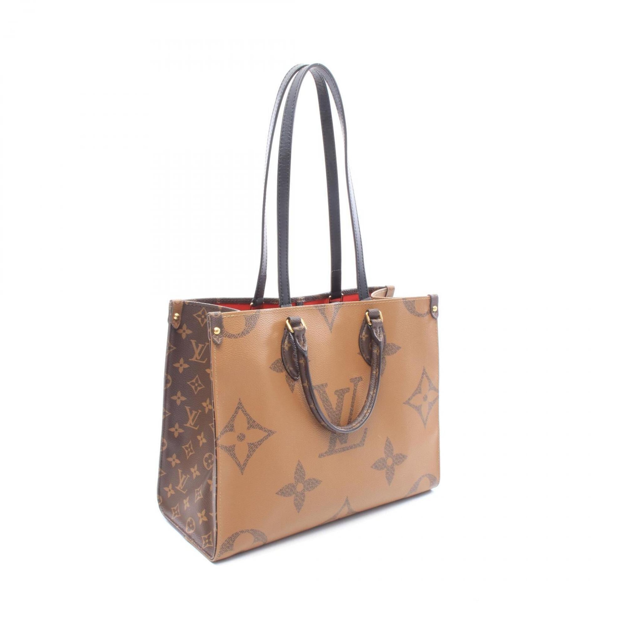 Louis Vuitton Beige Brown Coated Canvas Leather Handbag Tote Bag (Pre-Owned)