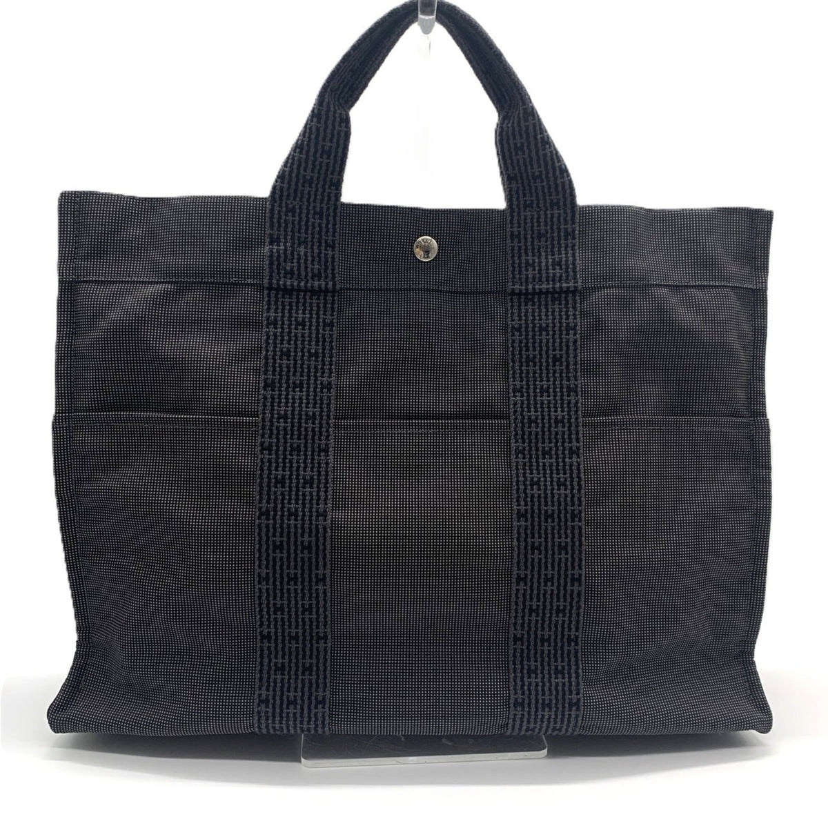 Hermes Her Line Gray Nylon Canvas Tote Bag (Pre-Owned)