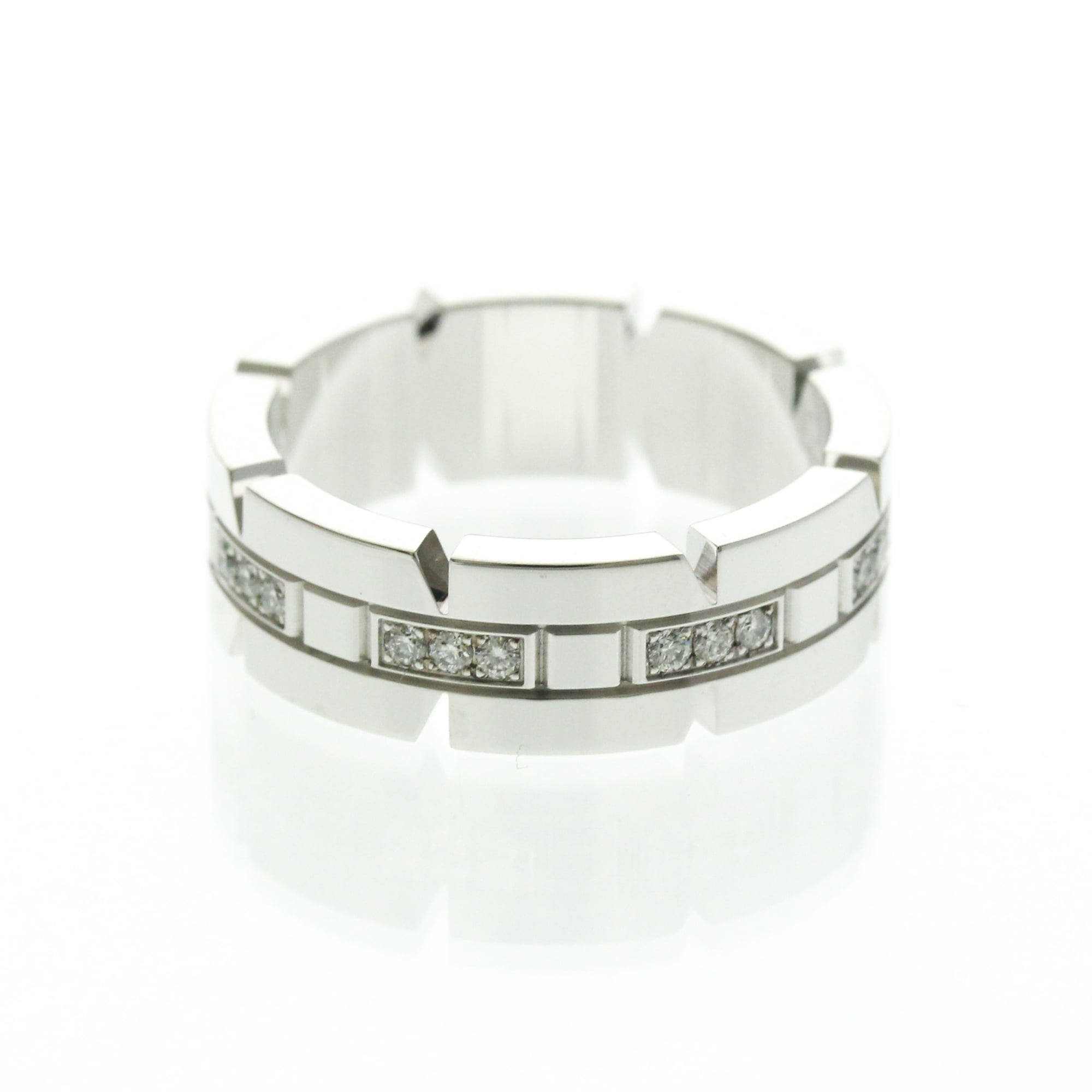 Cartier Tank Francaise Ring 18K White Gold And Diamonds Silver White_Gold Ring Jewelry (Pre-Owned)