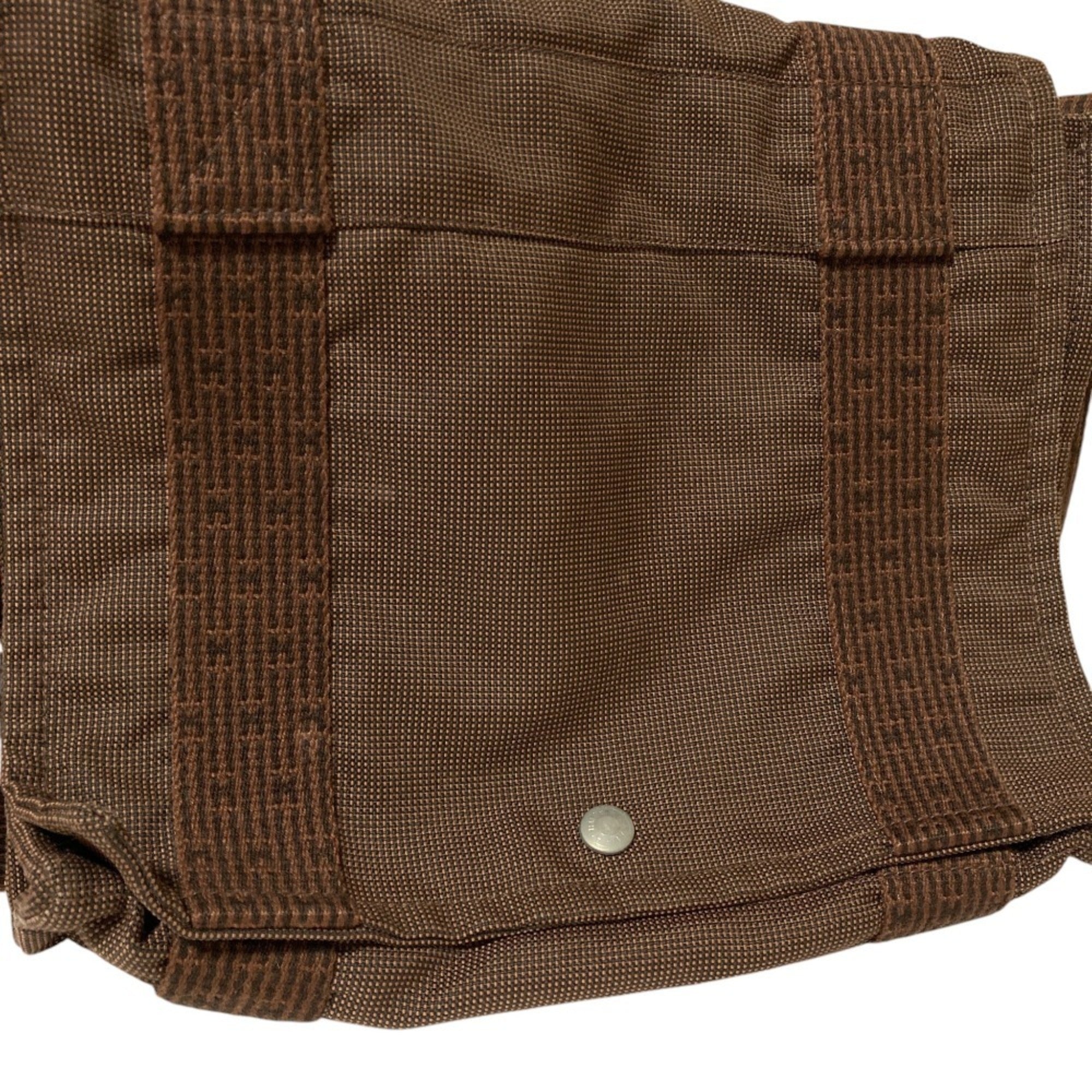Hermes Brown Nylon Canvas Shoulder Bag (Pre-Owned)