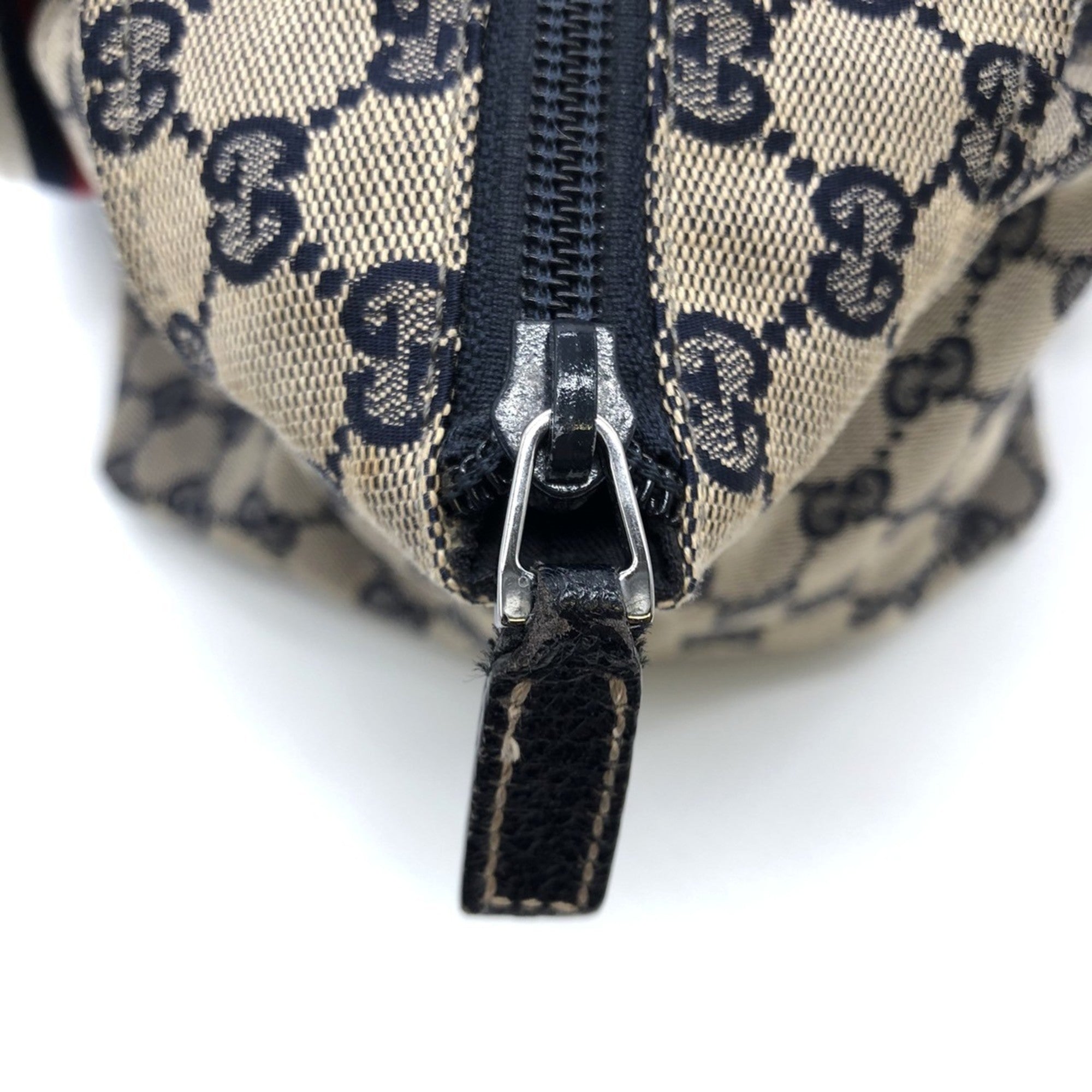 Gucci Gg Canvas Navy Gg Canvas Leather Tote Bag (Pre-Owned)