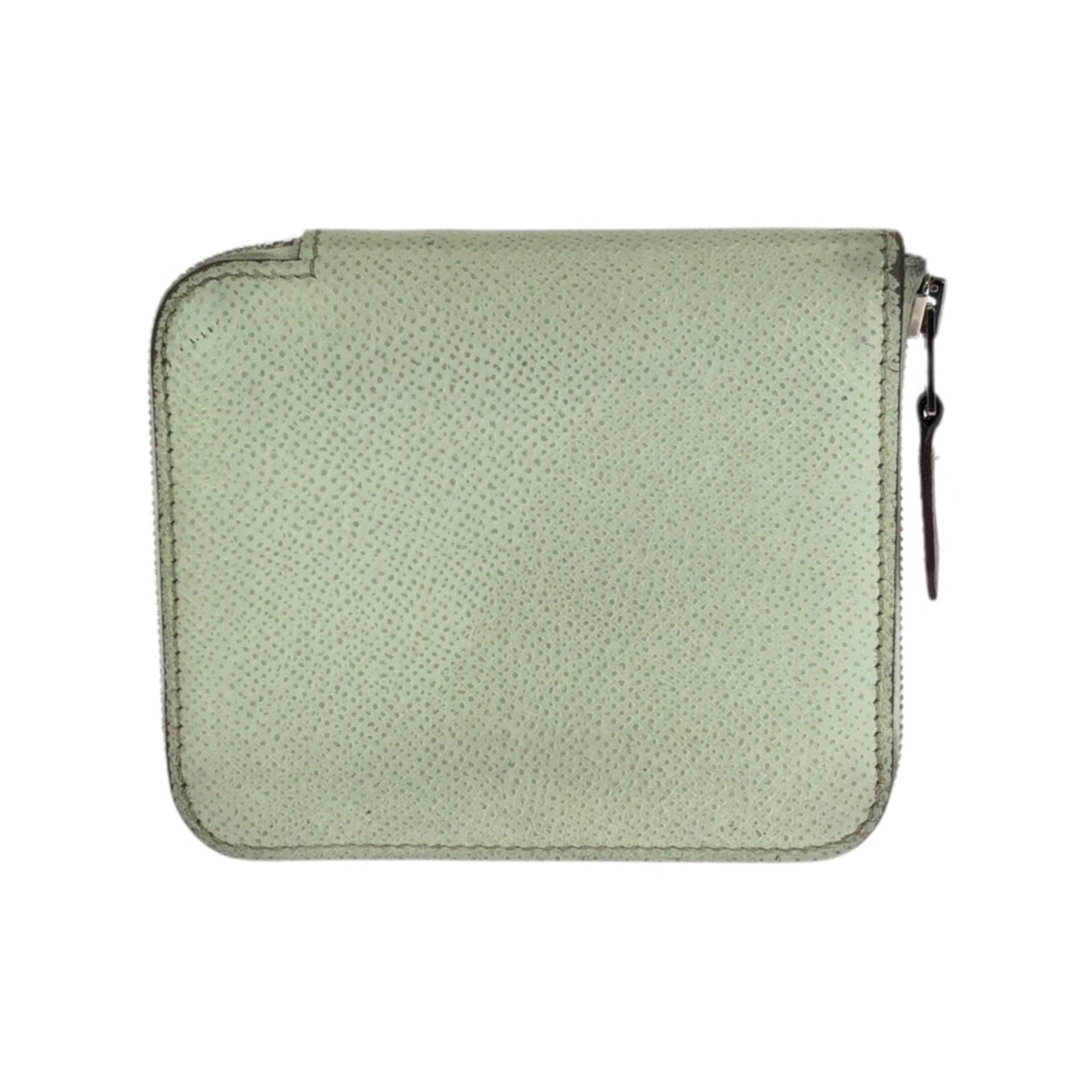 Hermes Light Green Epsom Leather Silk Coin Purse/Coin Case (Pre-Owned)