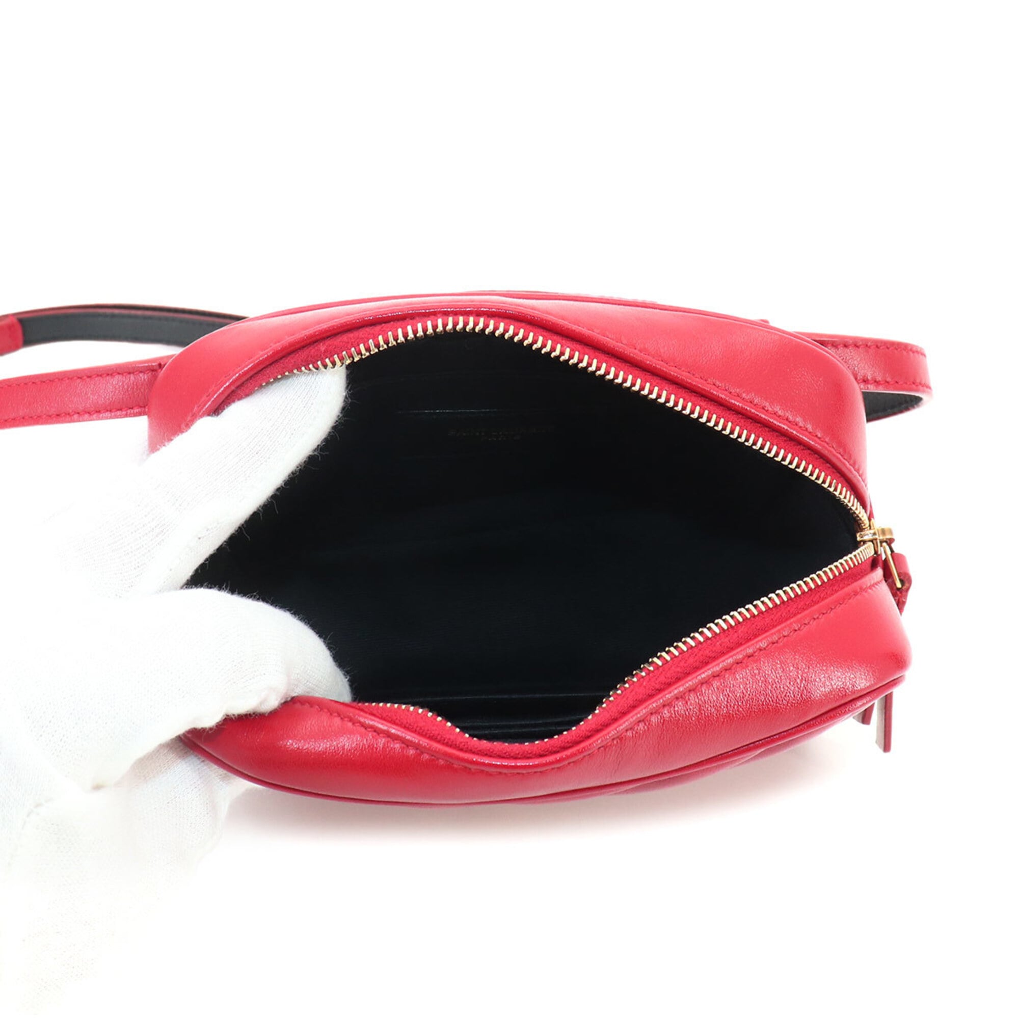 Saint Laurent Red Color Leather Fanny Pack (Pre-Owned)