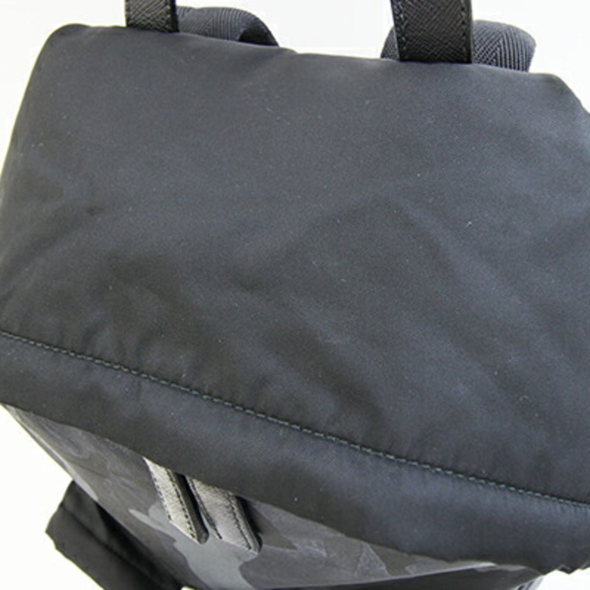 Prada Black Gray Navy Nylon Leather Backpack (Pre-Owned)