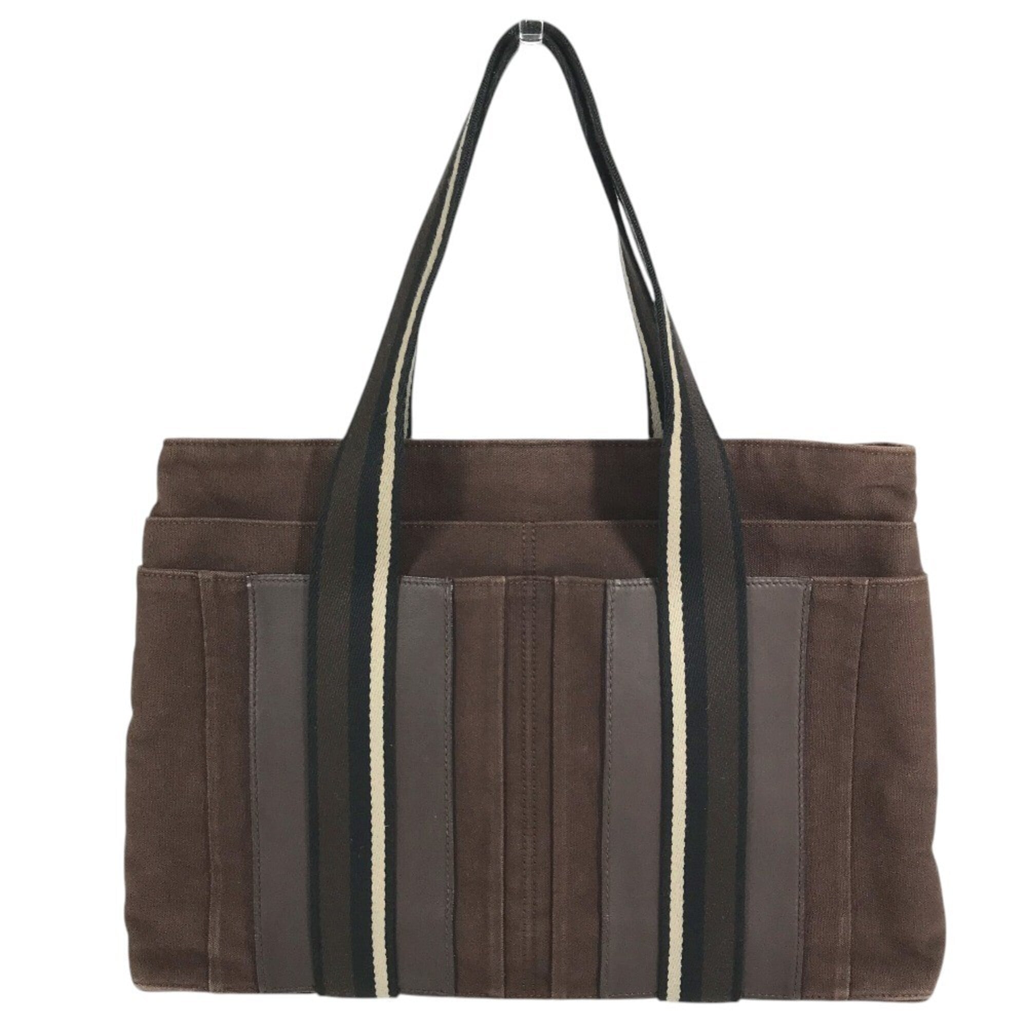 Hermes Brown Canvas Handbag Shoulder Bag Tote Bag (Pre-Owned)