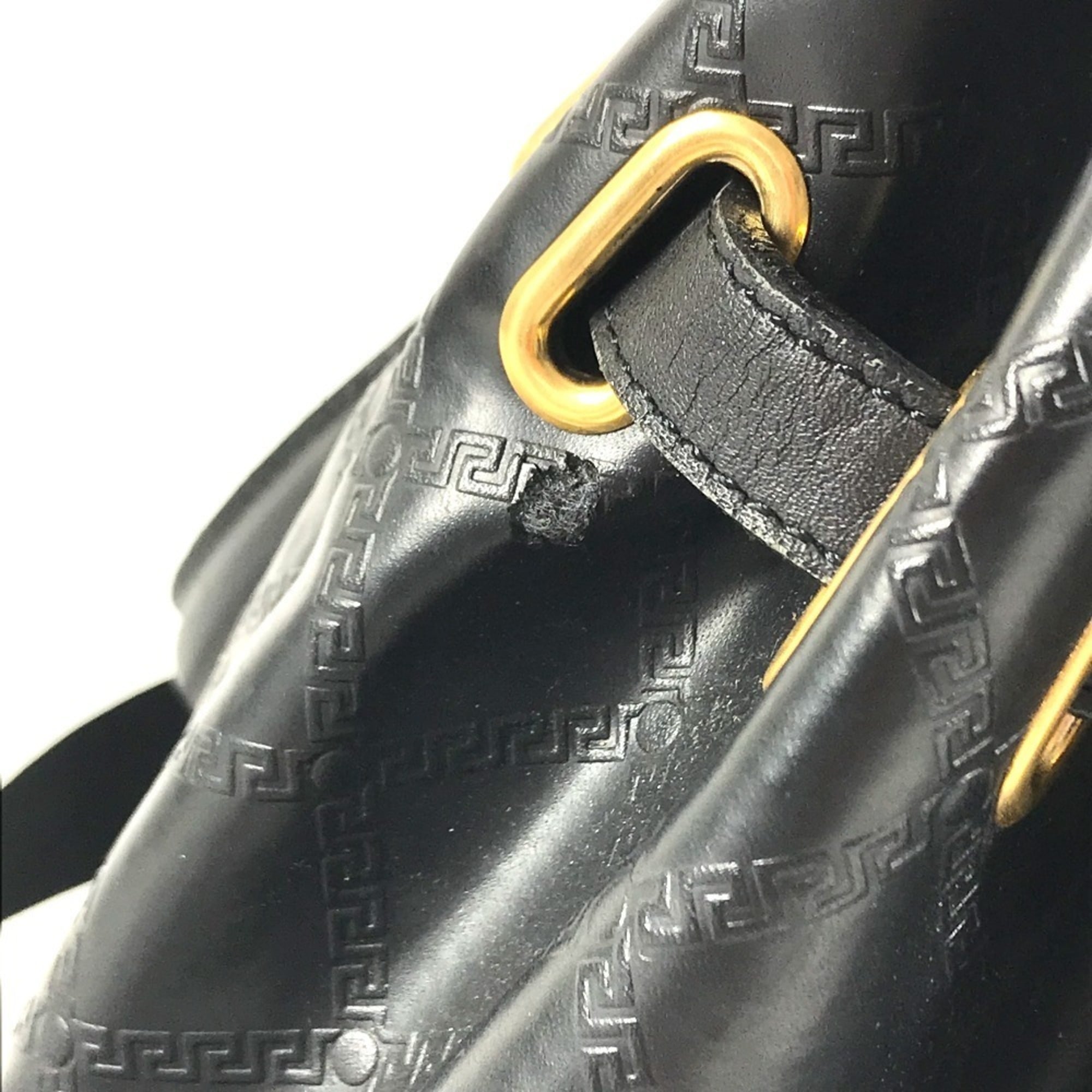 Versace Black Leather Boston Bag Handbag (Pre-Owned)