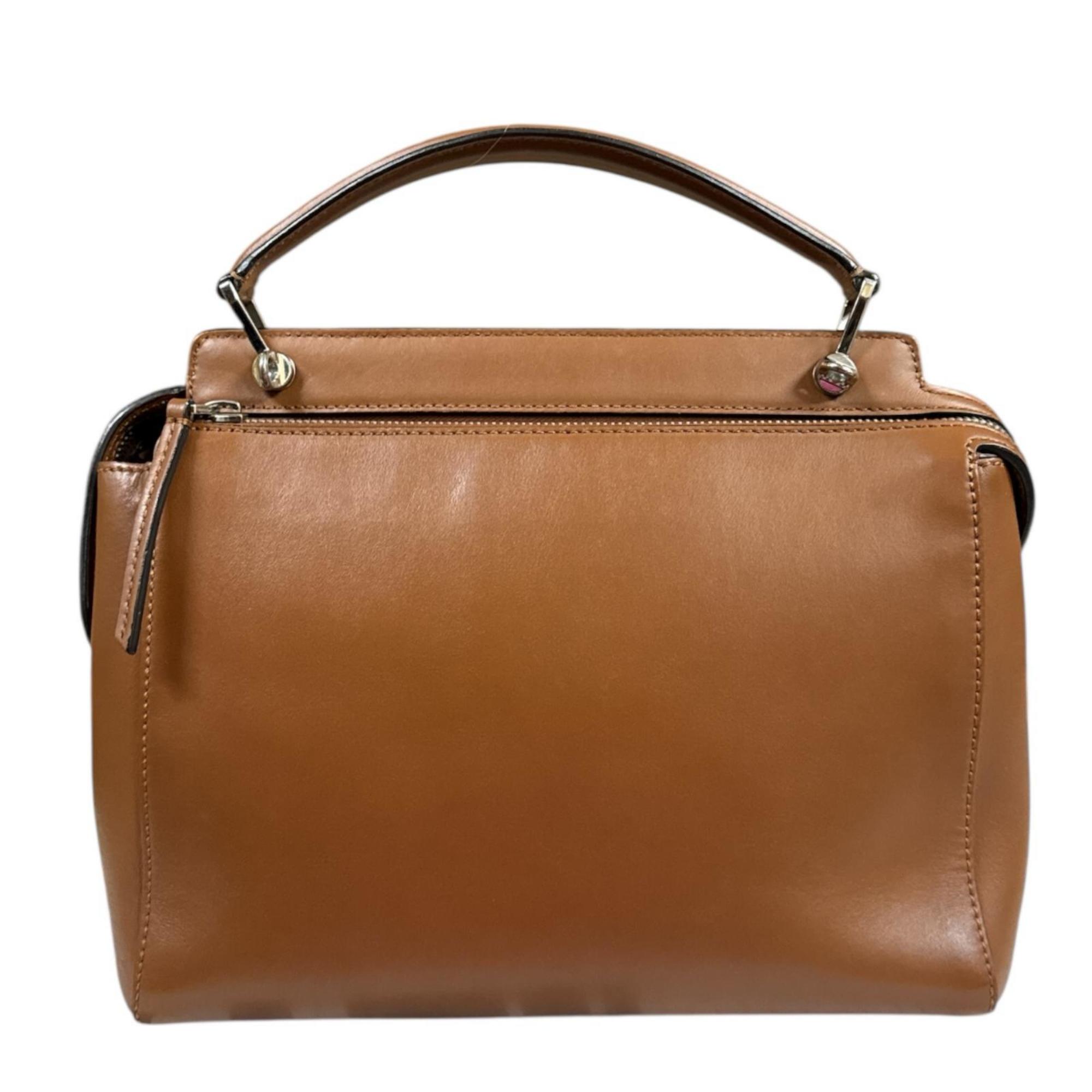 Fendi Dotcom Brown Leather Shoulder Bag (Pre-Owned)