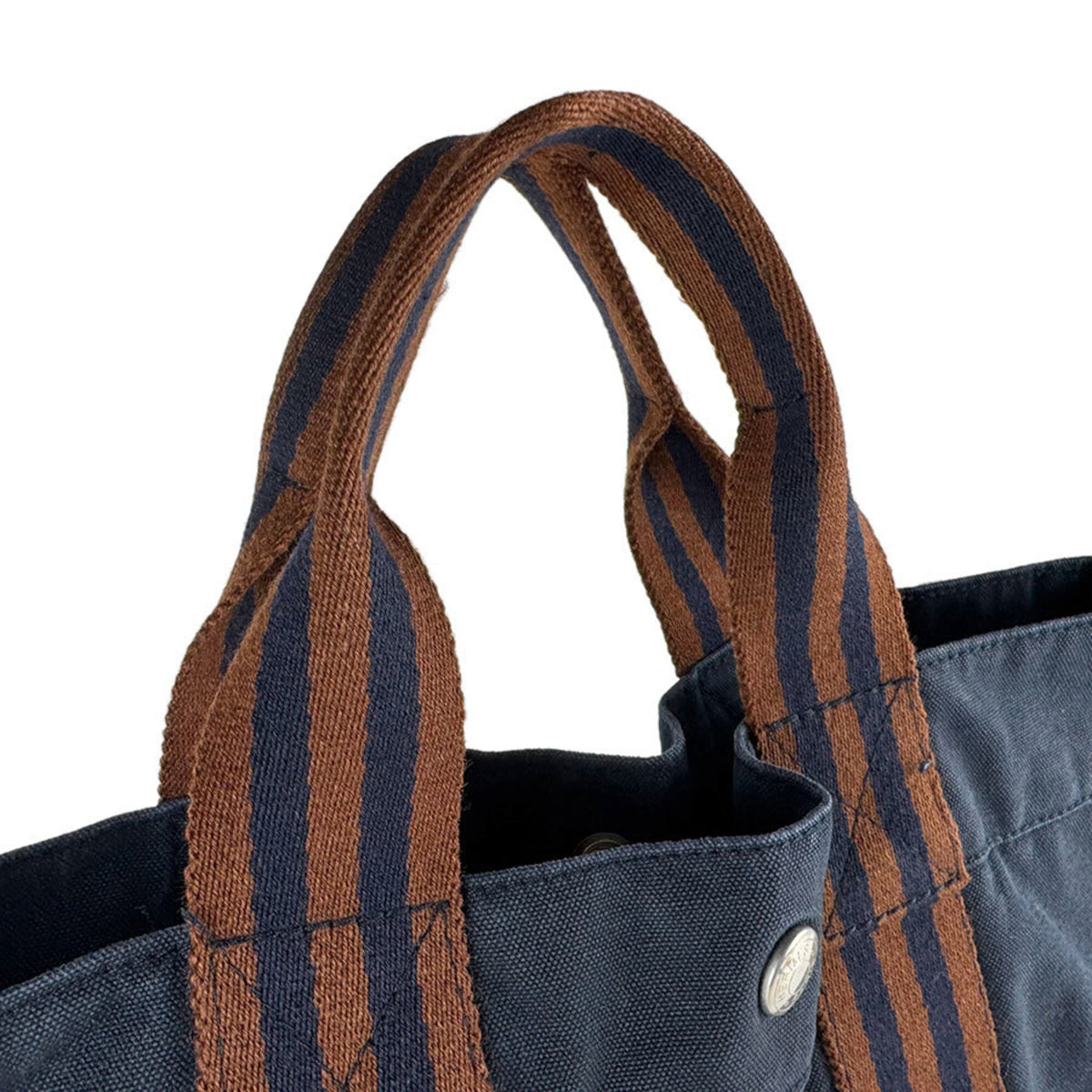 Hermes Brown Navy Canvas Handbag (Pre-Owned)