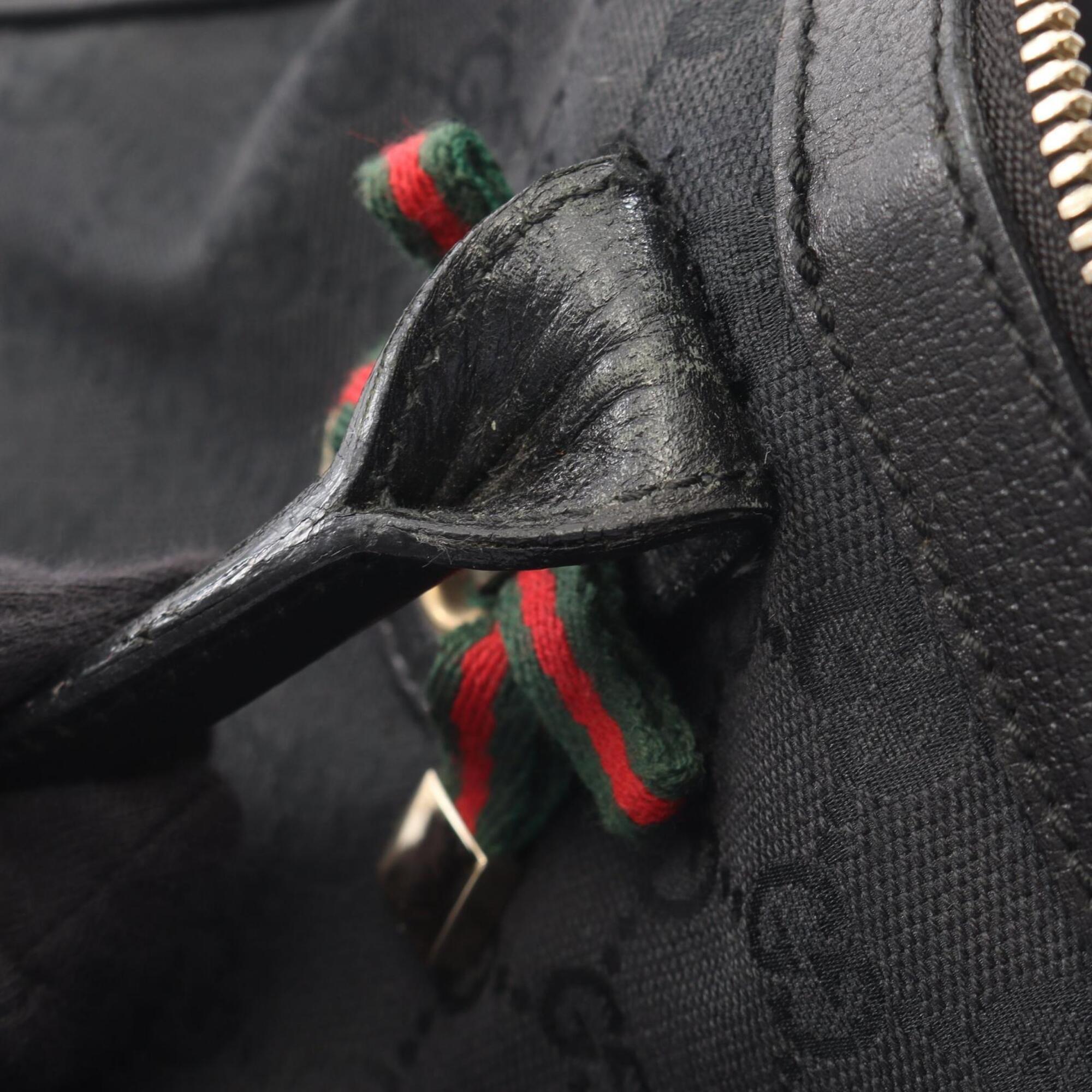 Gucci Black Canvas Leather Handbag Tote Bag (Pre-Owned)