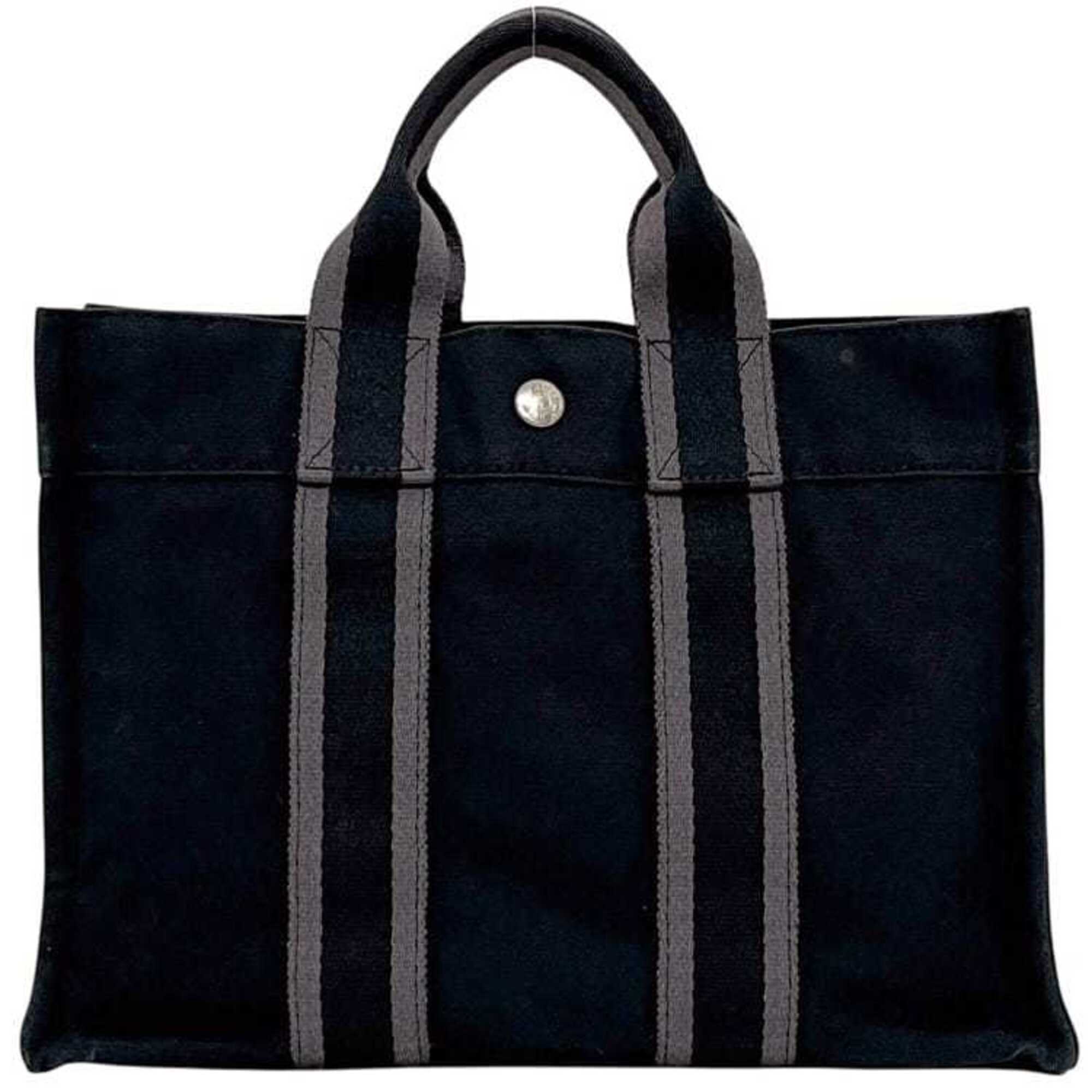 Hermes Deauville Black Canvas Handbag (Pre-Owned)