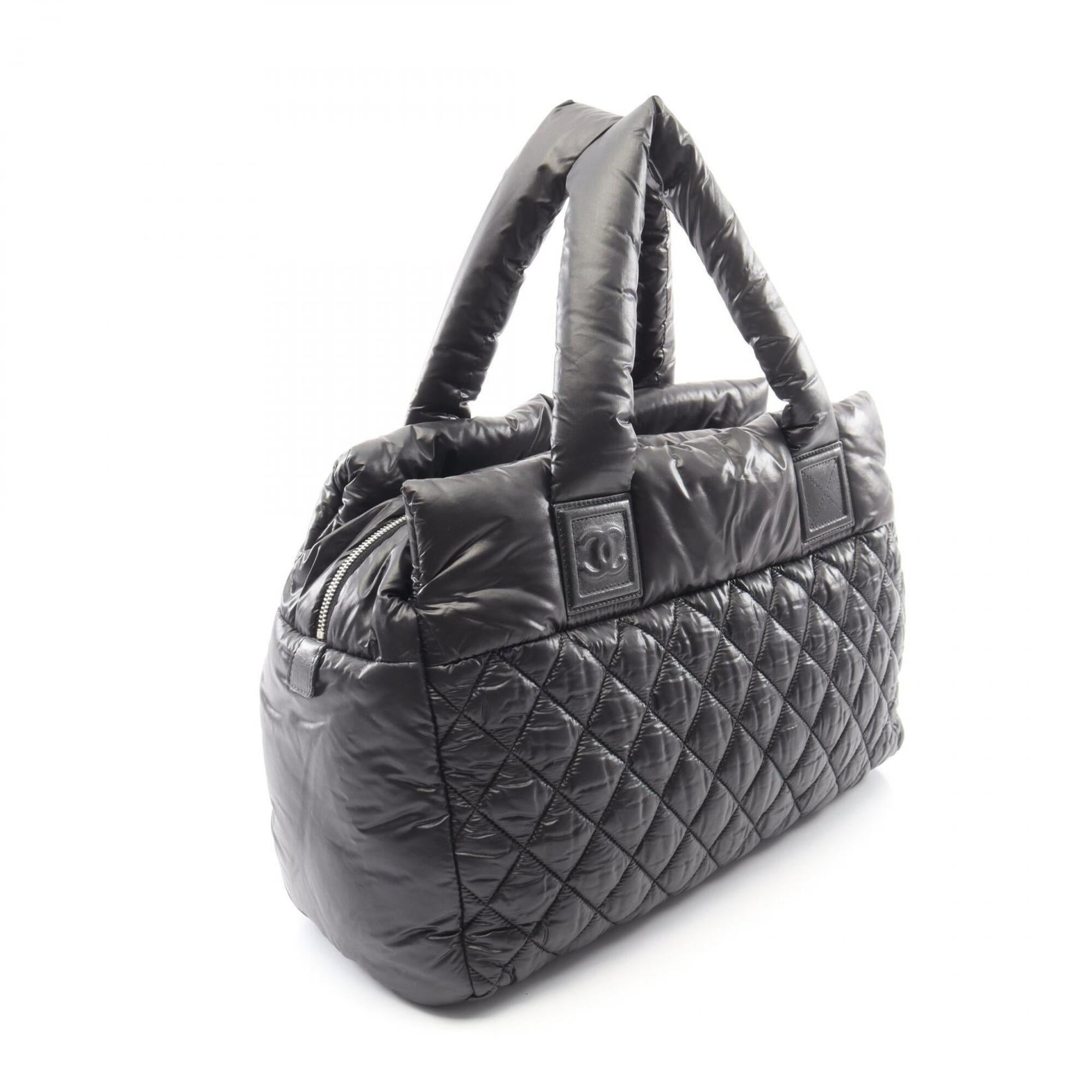 Chanel Black Nylon Leather Handbag (Pre-Owned)