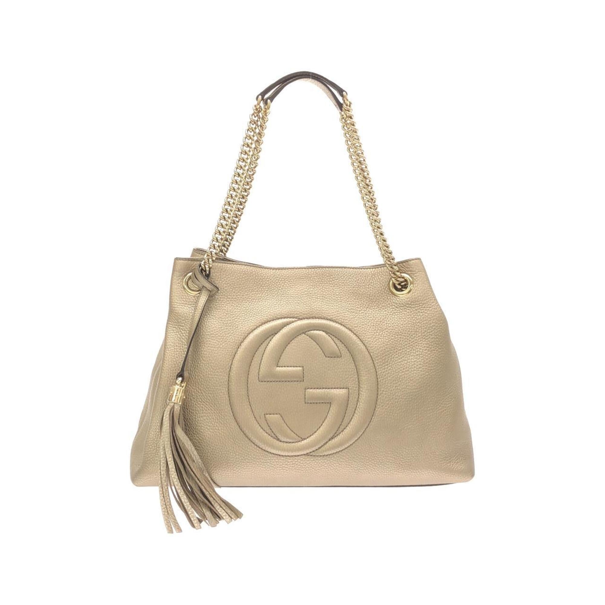 Gucci Metallic Beige Metallic Gold Leather Shoulder Bag (Pre-Owned)