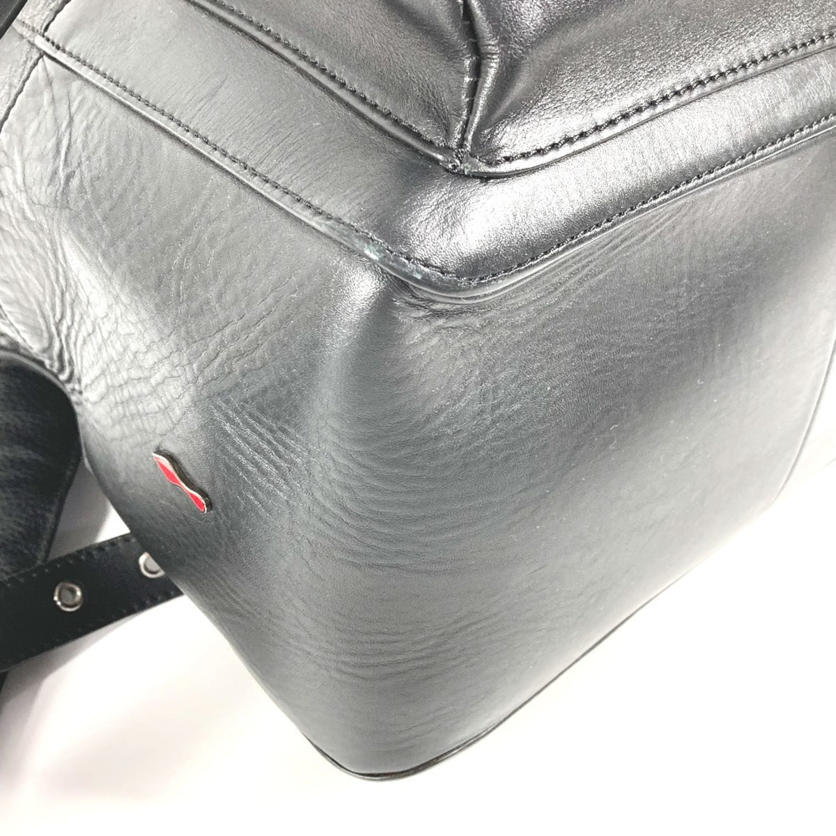 Christian Louboutin Black Red Color Leather Backpack (Pre-Owned)