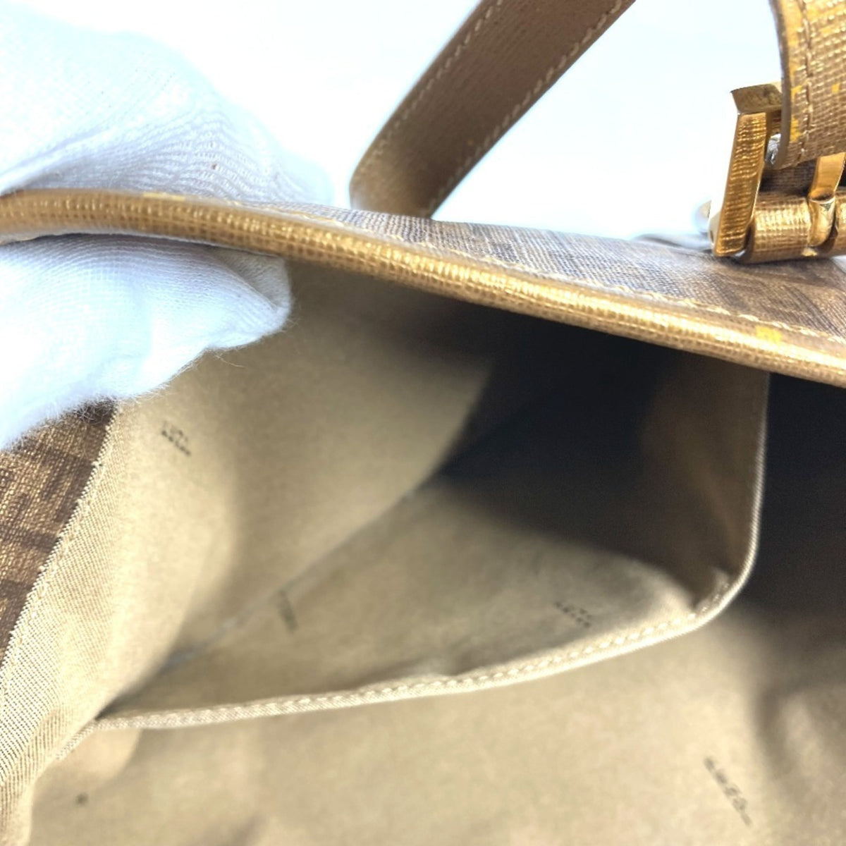 Fendi Gold Zucca Pvc Leather Shoulder Bag Tote Bag (Pre-Owned)