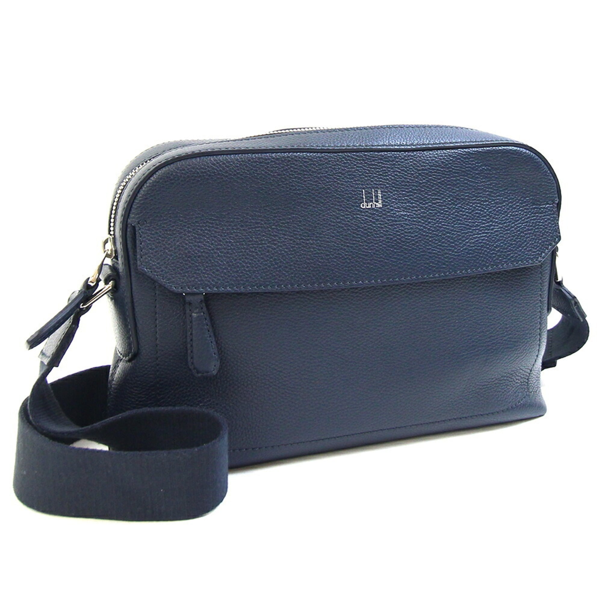 Dunhill Navy Leather Canvas Pochette Shoulder Bag (Pre-Owned)