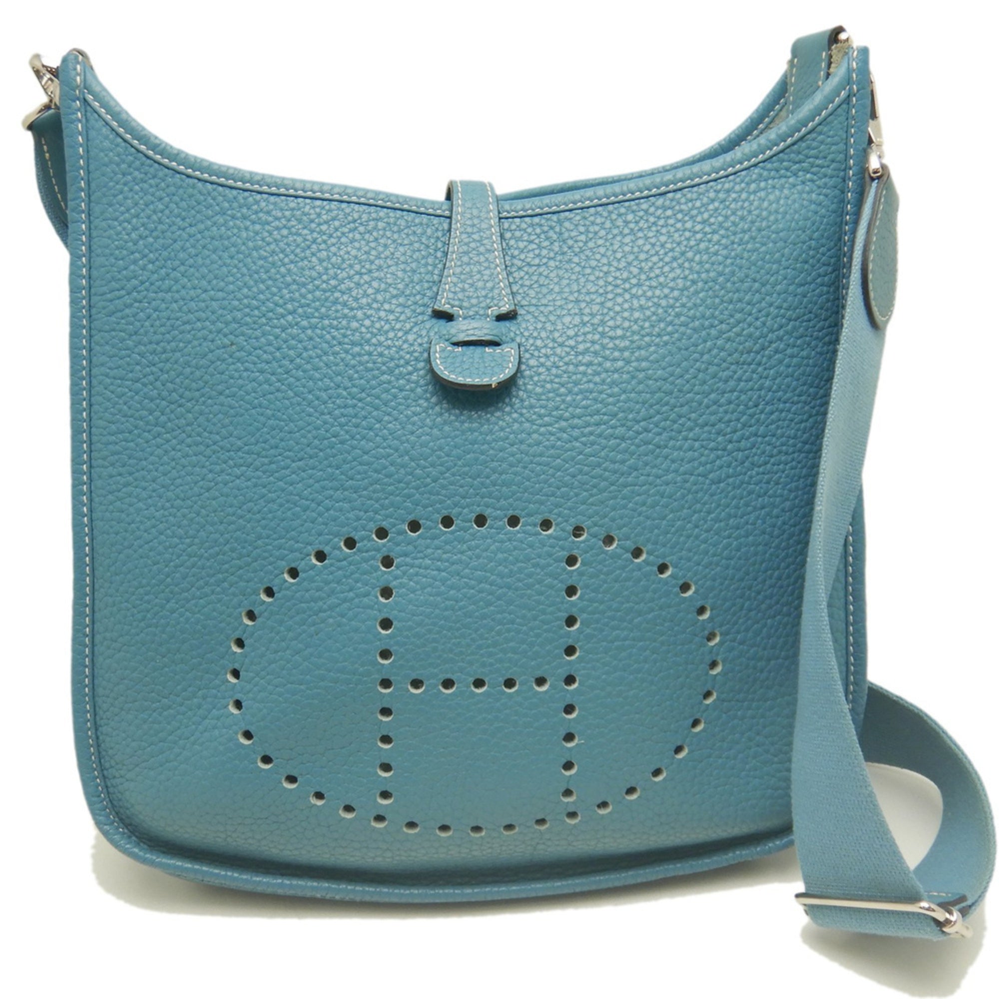 Hermes Evelyne Blue Jean Taurillon Clemence Leather Shoulder Bag (Pre-Owned)