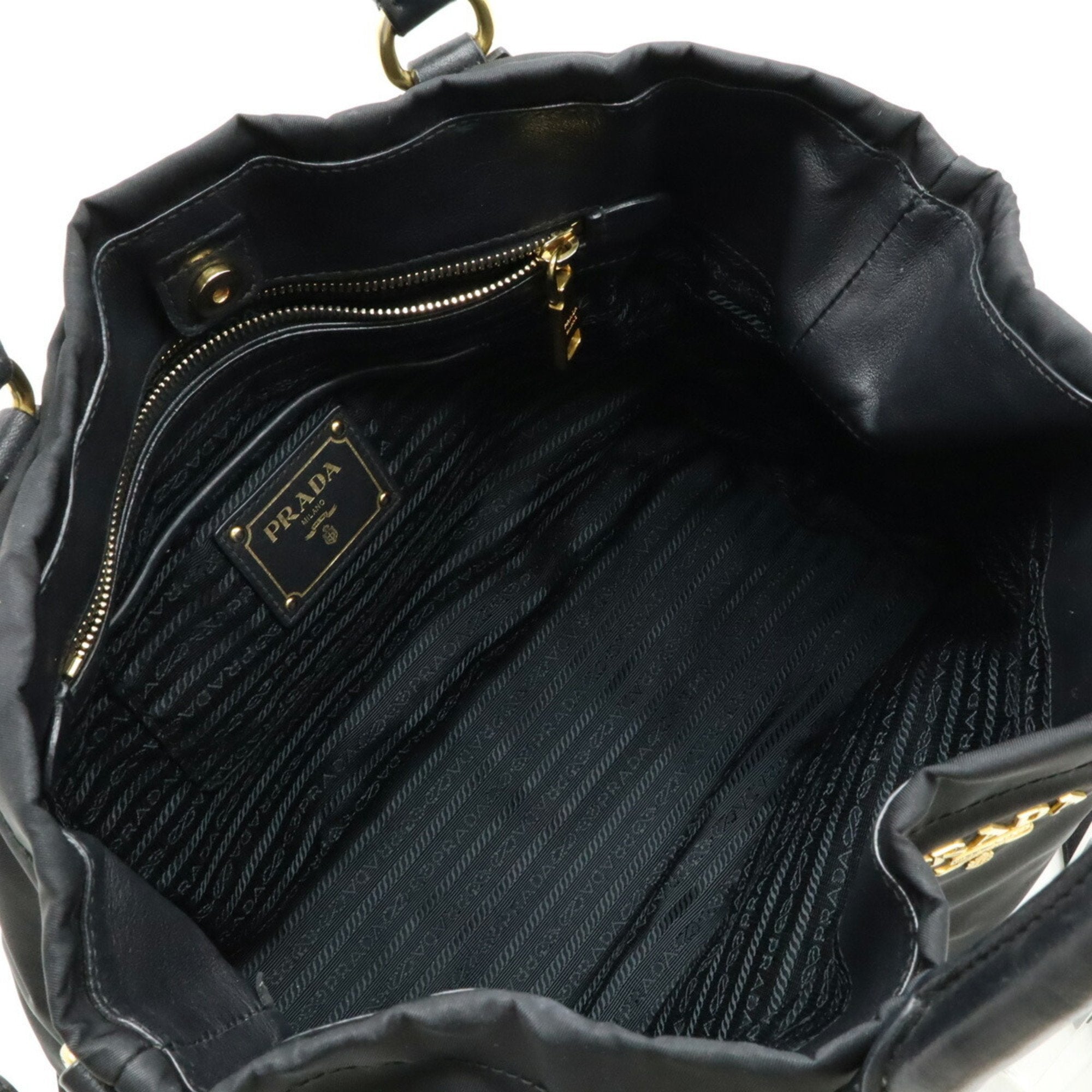 Prada Black Nero Nylon Leather Shoulder Bag Tote Bag (Pre-Owned)